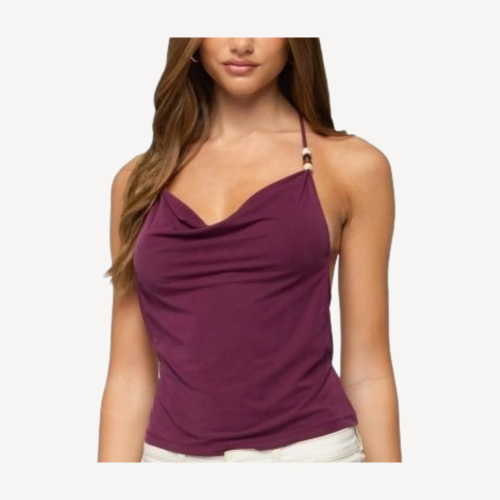 Edikted Turner Bead Cowl Neck Backless Top