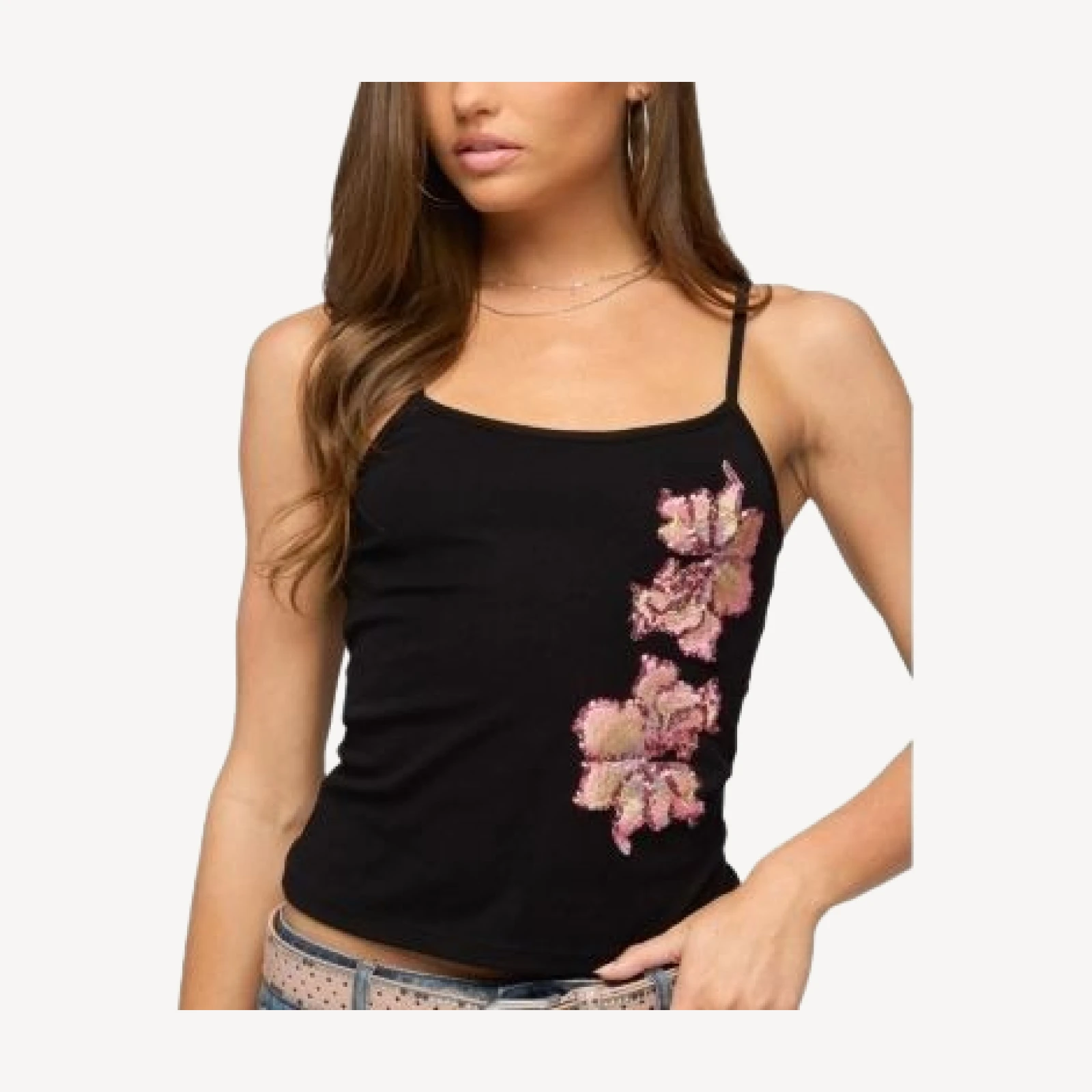 Edikted Sylvanna Sequin Flower Tank Top