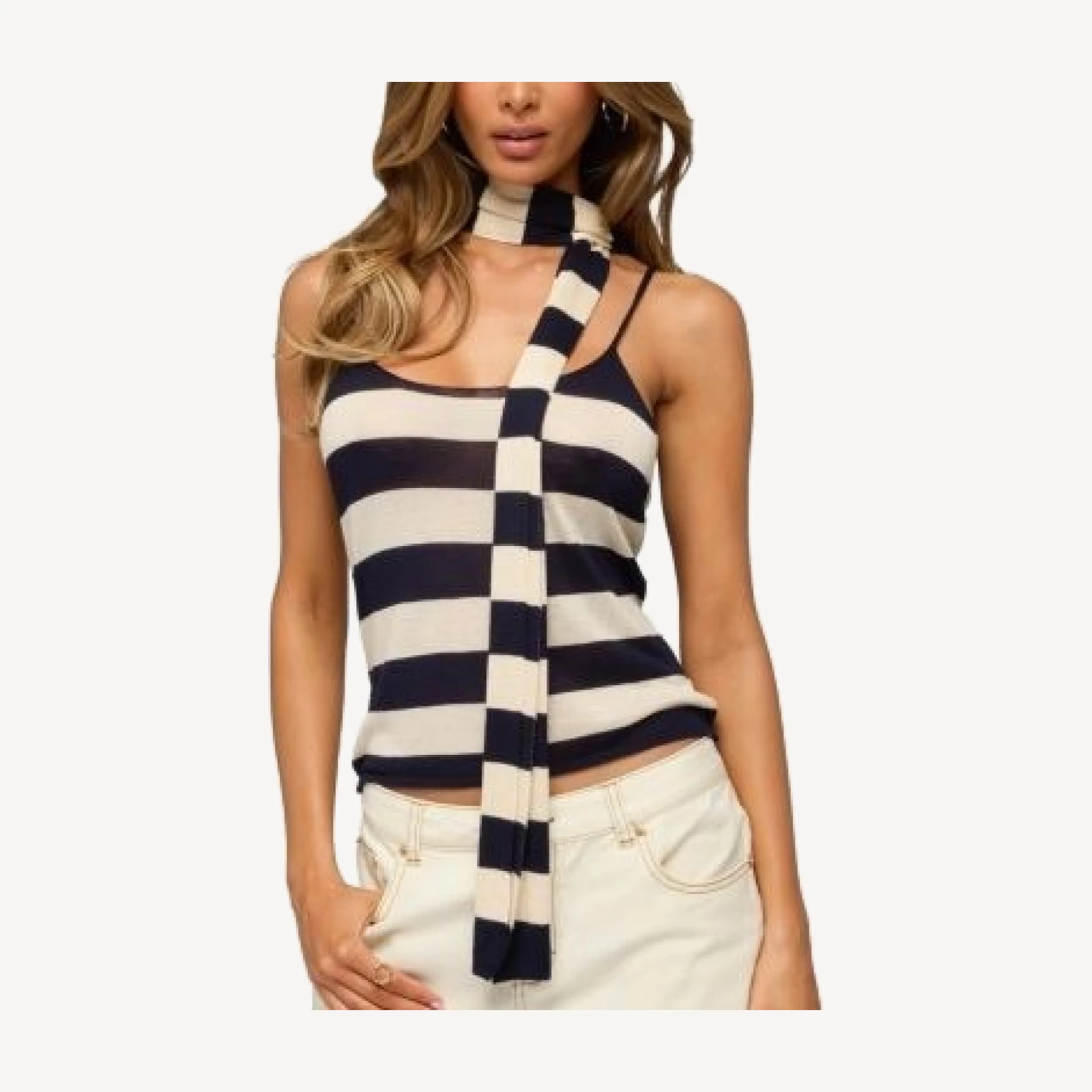 Edikted Striped Two Piece Scarf Tank Top