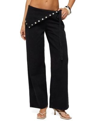 Edikted Button Foldover Low Rise Baggy Jeans