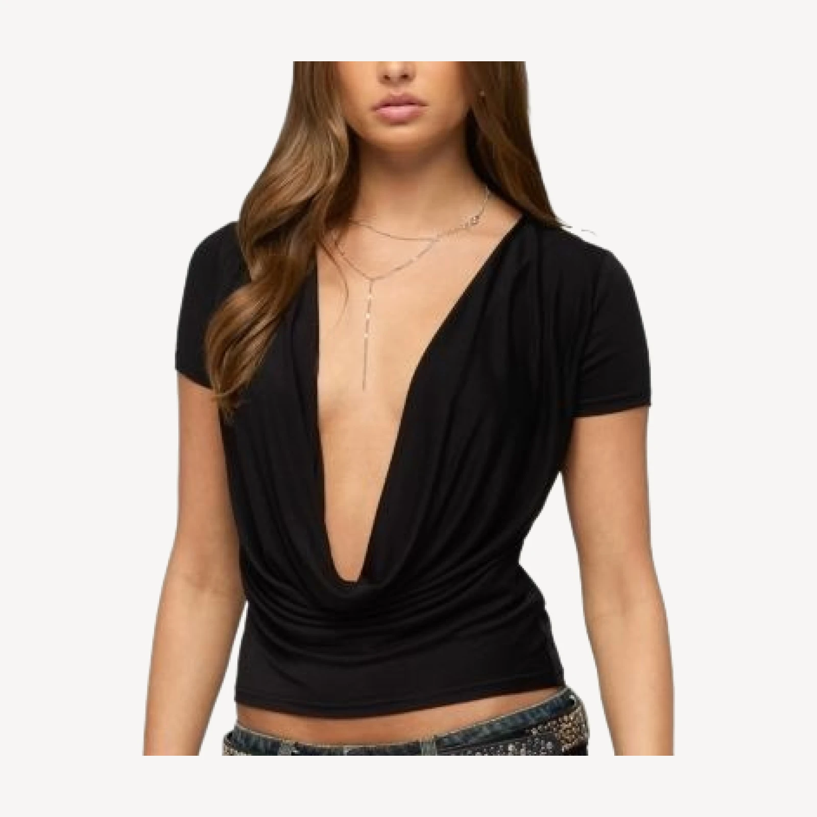 Edikted Vanie Deep Cowl Neck Top
