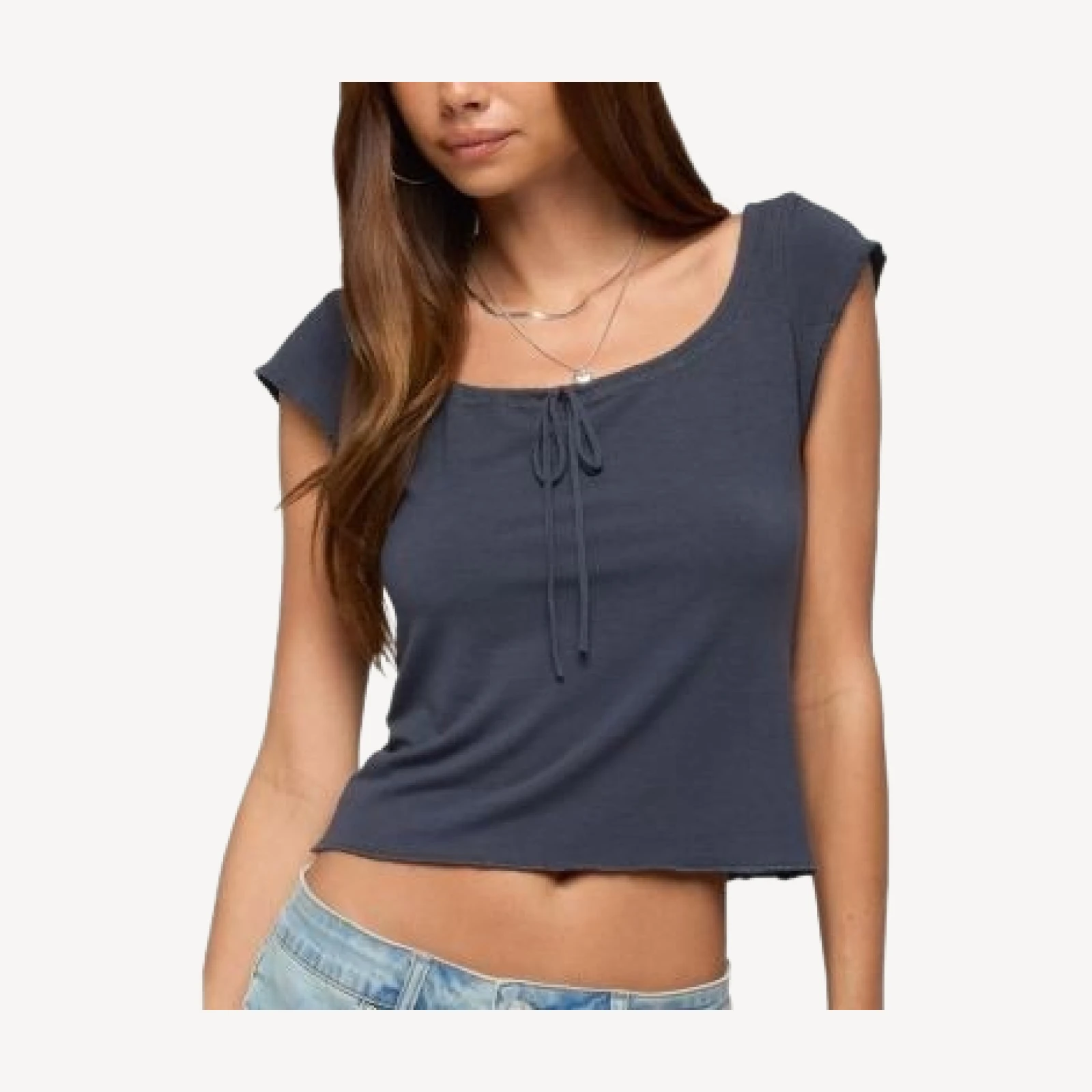 Edikted Pera Wide Scoop Neck Tie Top
