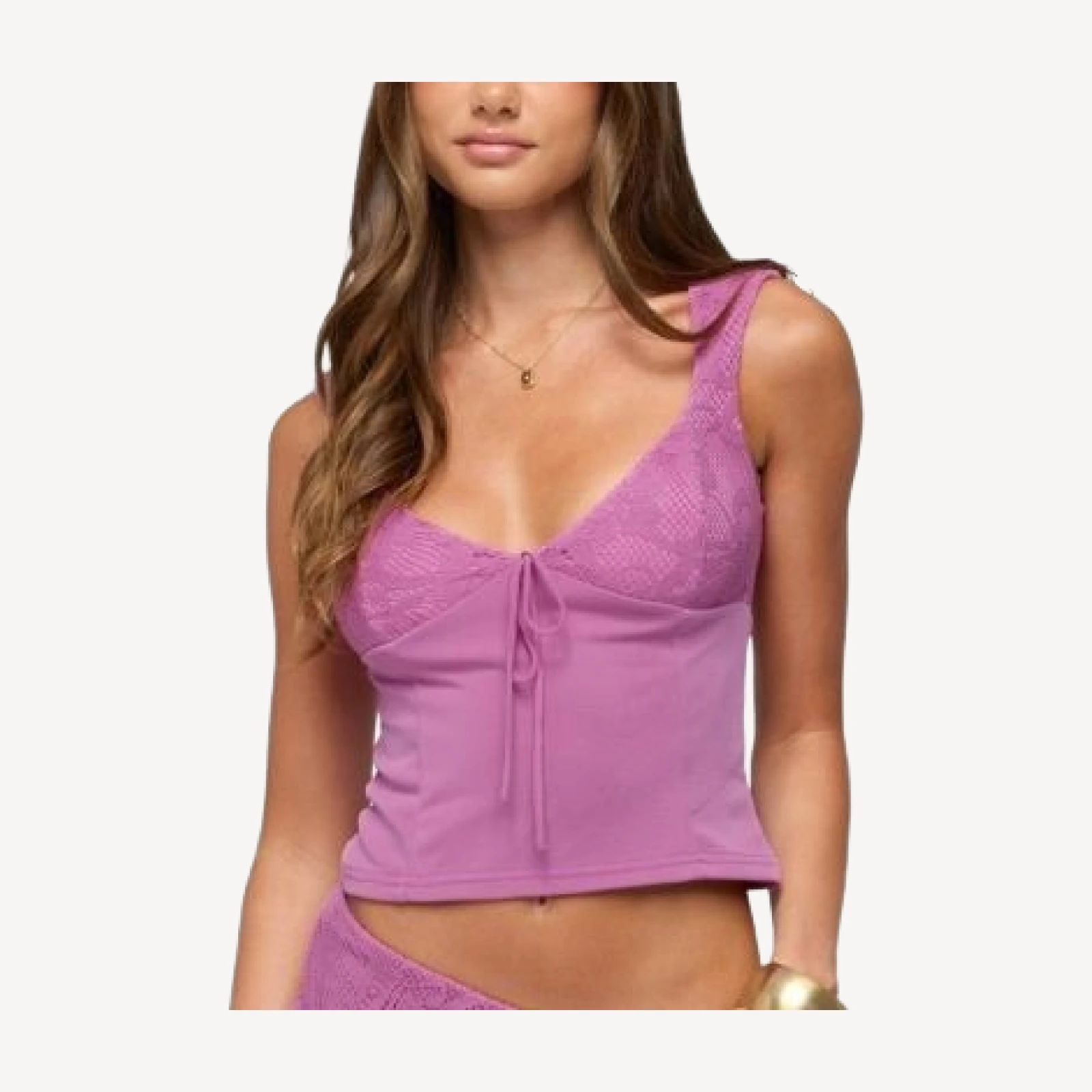 Edikted Vessa Lacey Tie Front Top