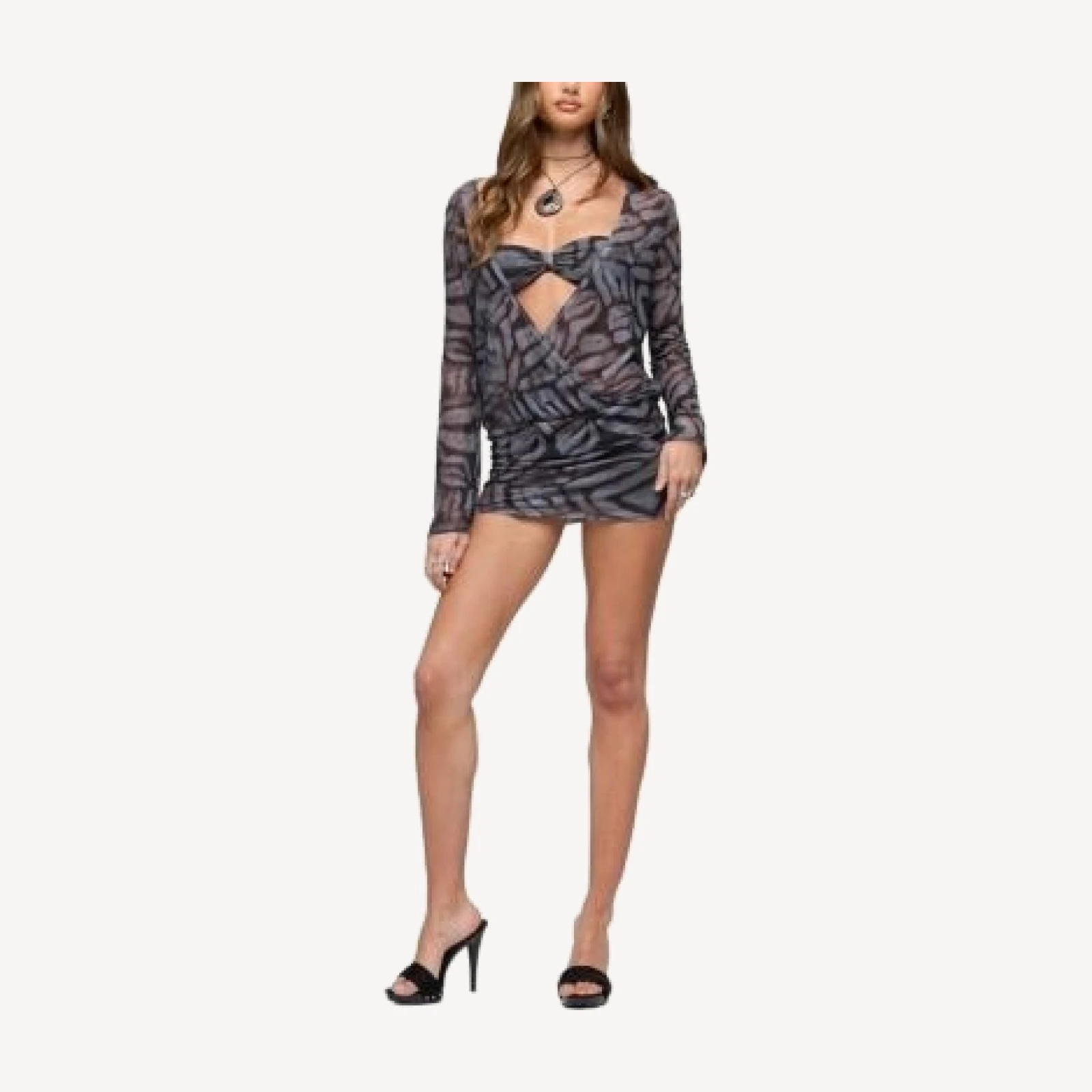 Edikted Zebra Mesh Bandeau Mini Dress