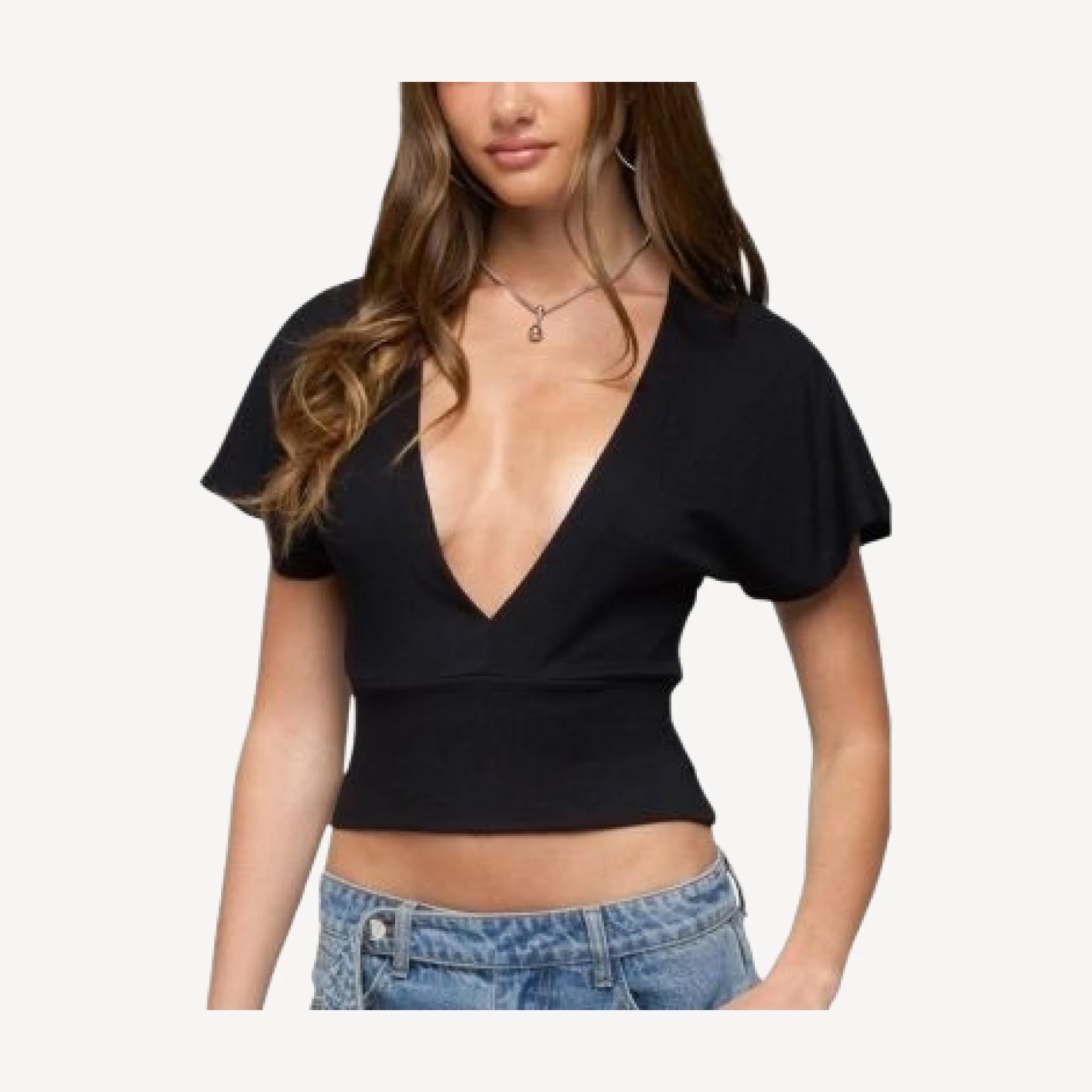 Edikted Mundy Deep V Neck Top