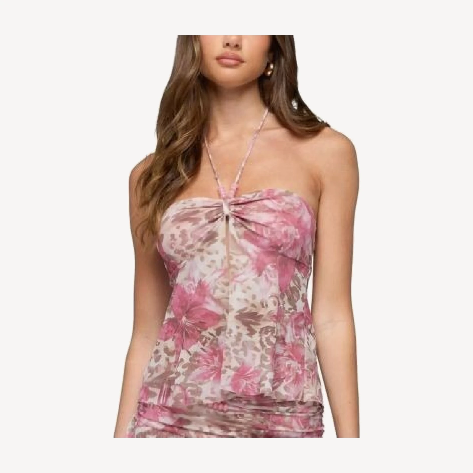 Edikted Tessa Floral Split Front Halter Top