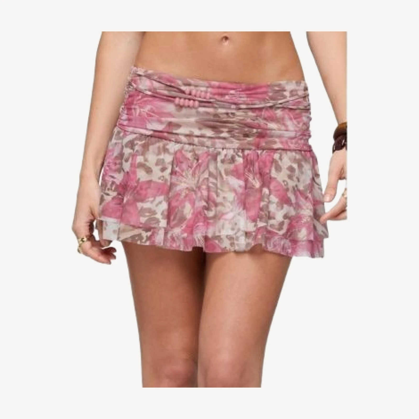Edikted Tessa Floral Ruffle Mini Skirt