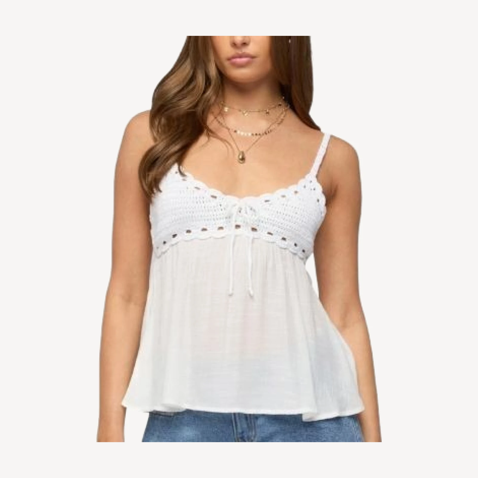 Edikted Zephyr Crochet Babydoll Top