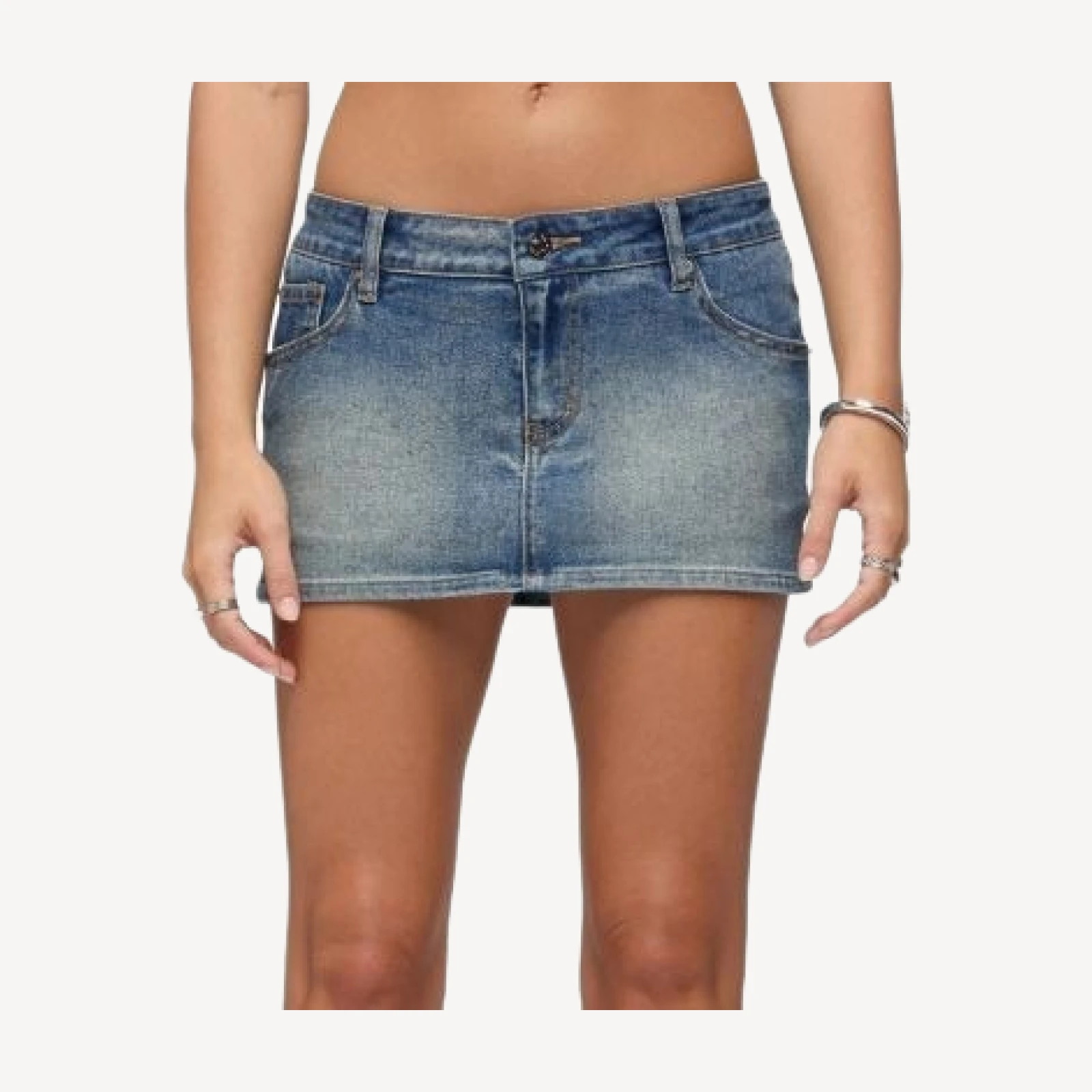 Edikted Seffie Low Rise Stretchy Denim Micro Skort
