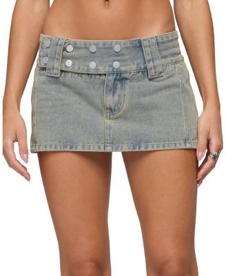 Edikted Lolah Snap Waist Denim Mini Skort