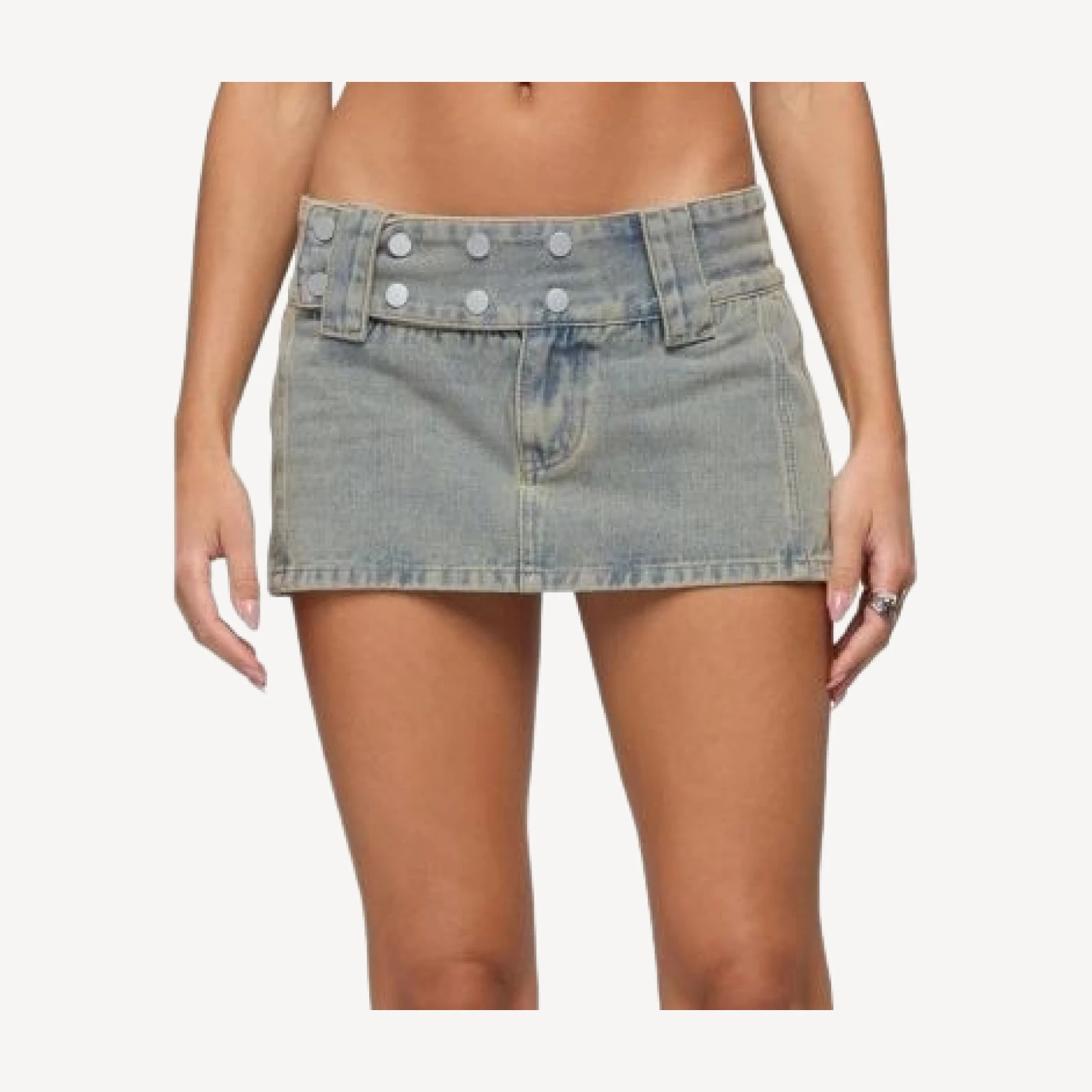 Edikted Lolah Snap Waist Denim Mini Skort