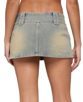 Edikted Lolah Snap Waist Denim Mini Skort