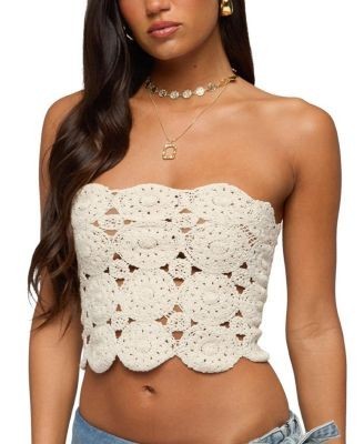 Edikted Laurin Crochet Strapless Top