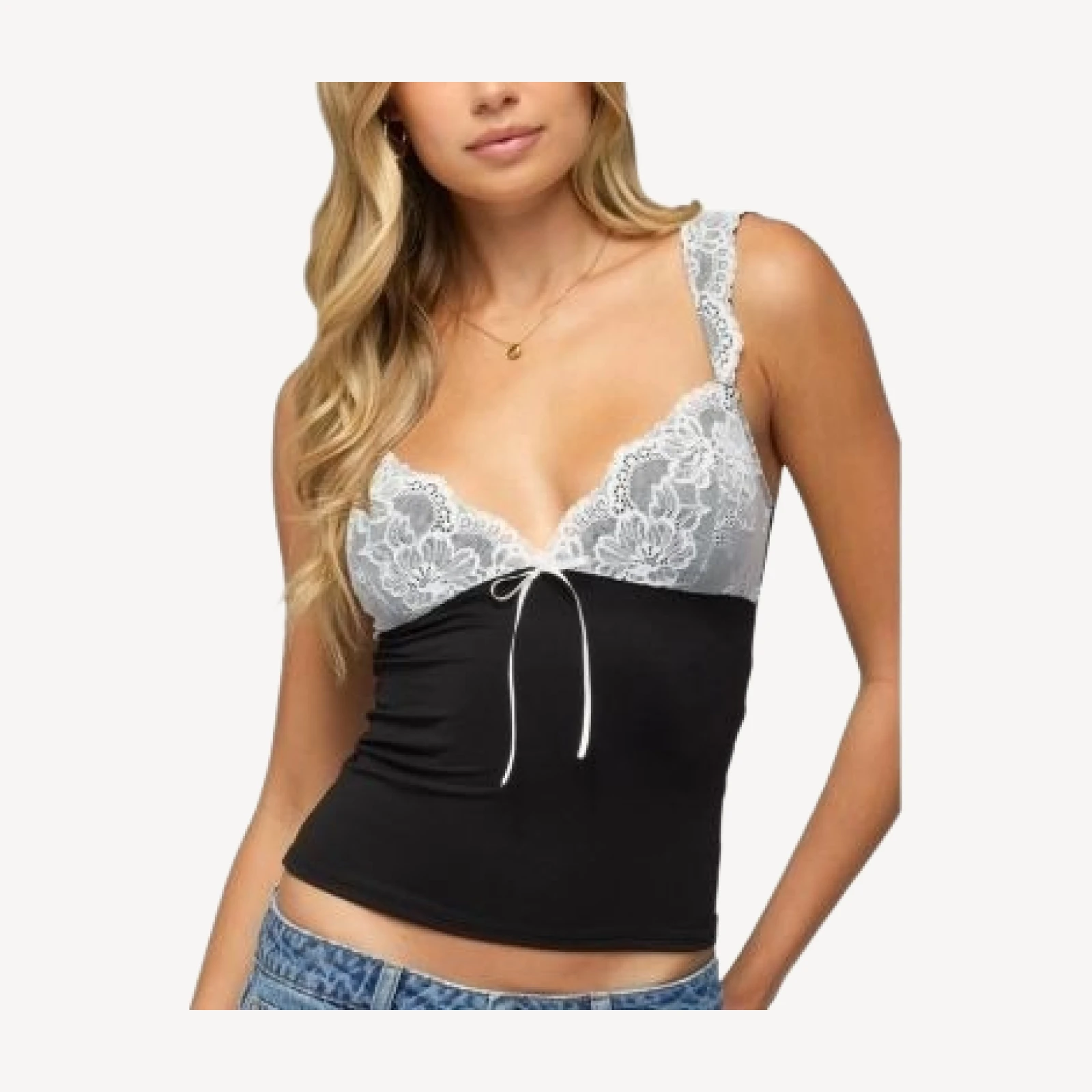 Edikted Troya Contrast Lacey Top
