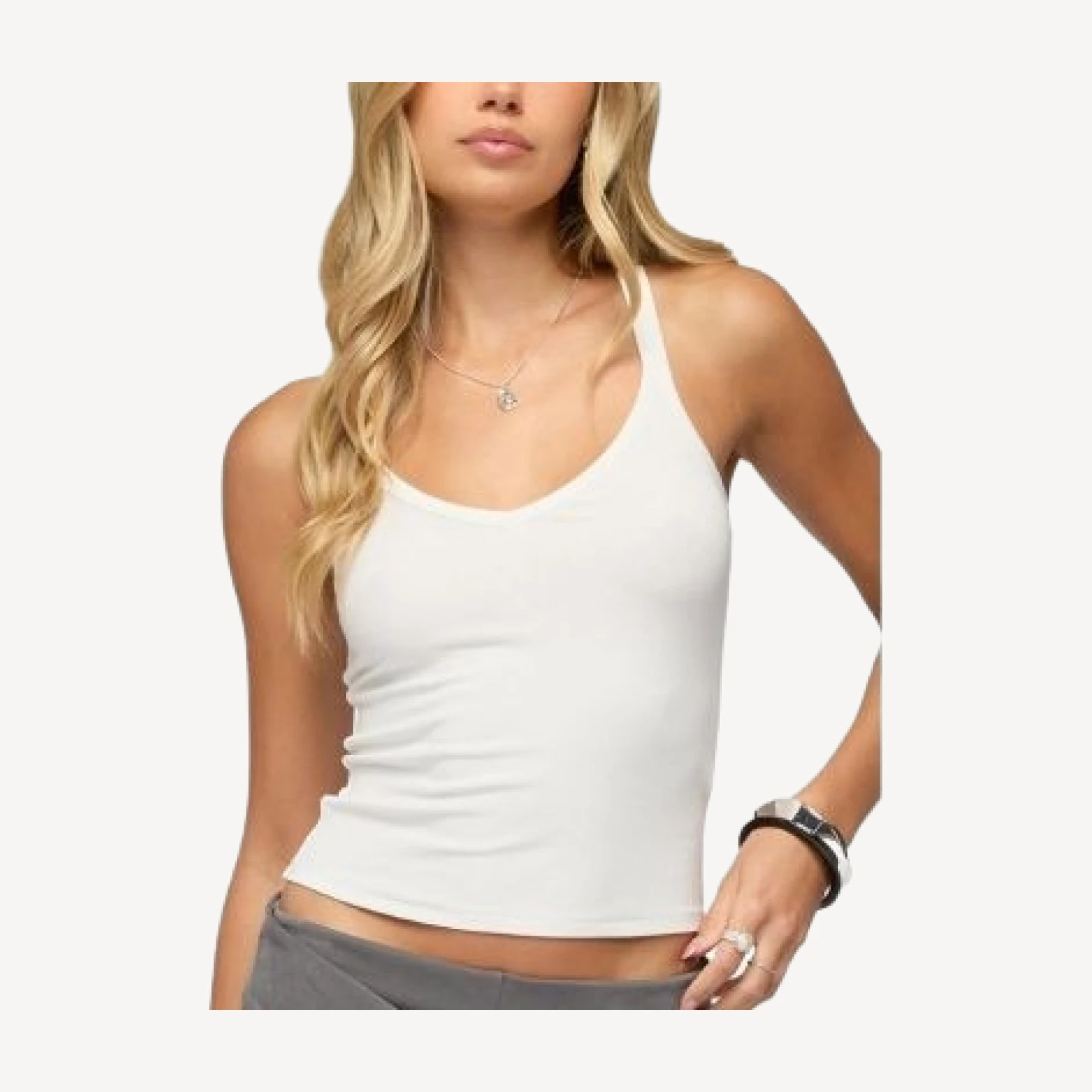 Edikted Juliena Ribbed V Neck Tank Top