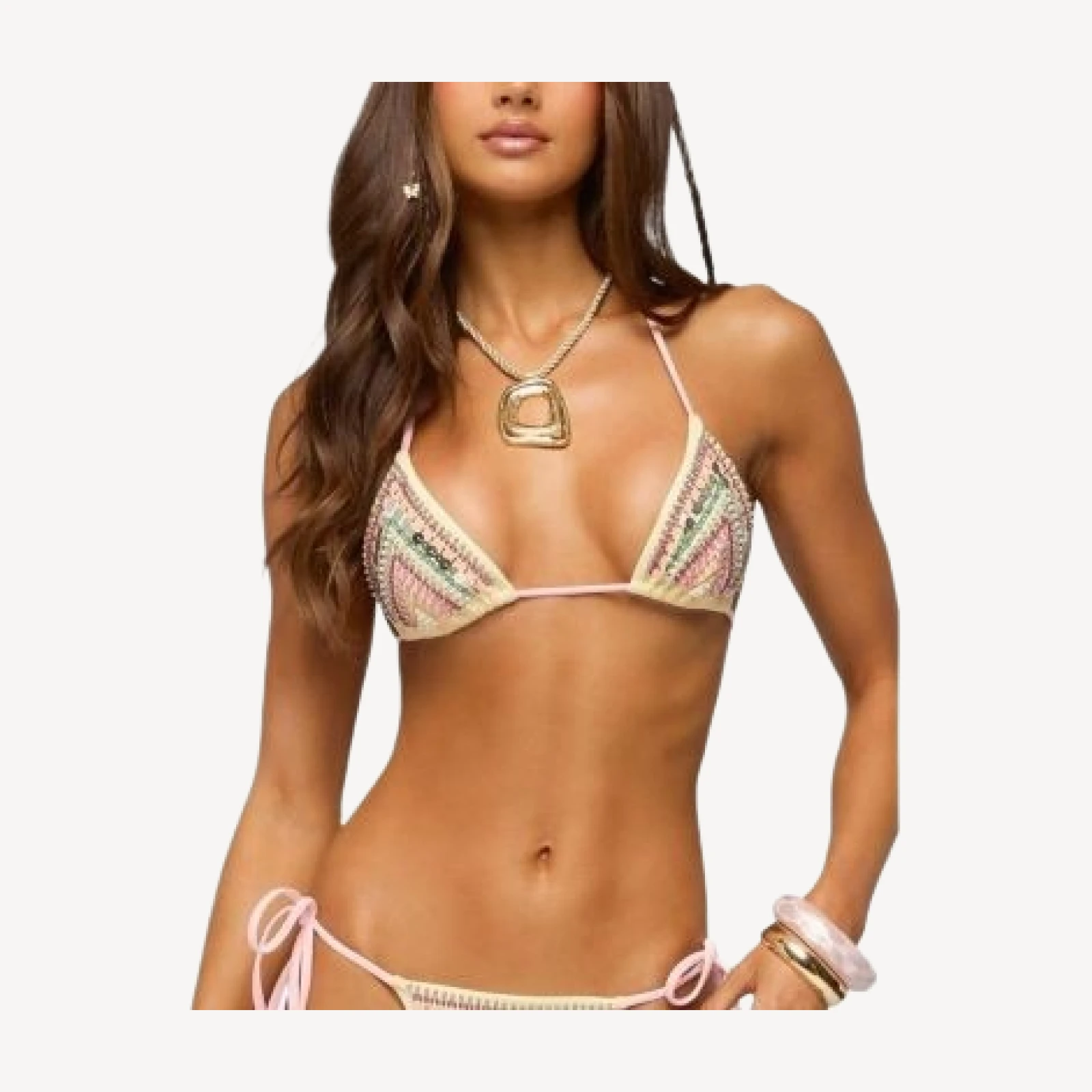 Edikted Tarah Beaded Triangle Bikini Top