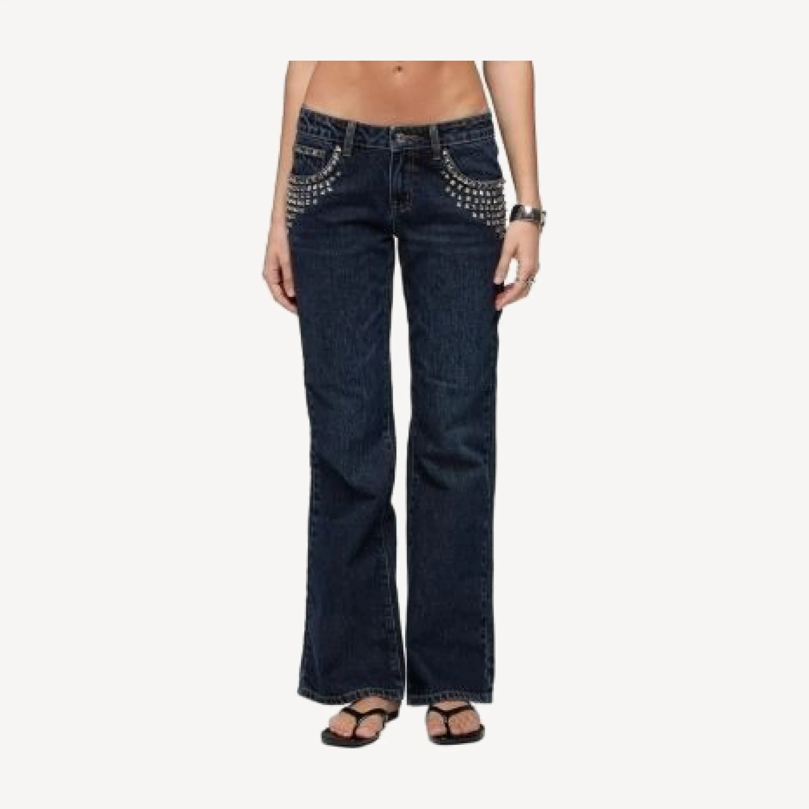 Edikted Tyler Studded Low Rise Bootcut Jeans