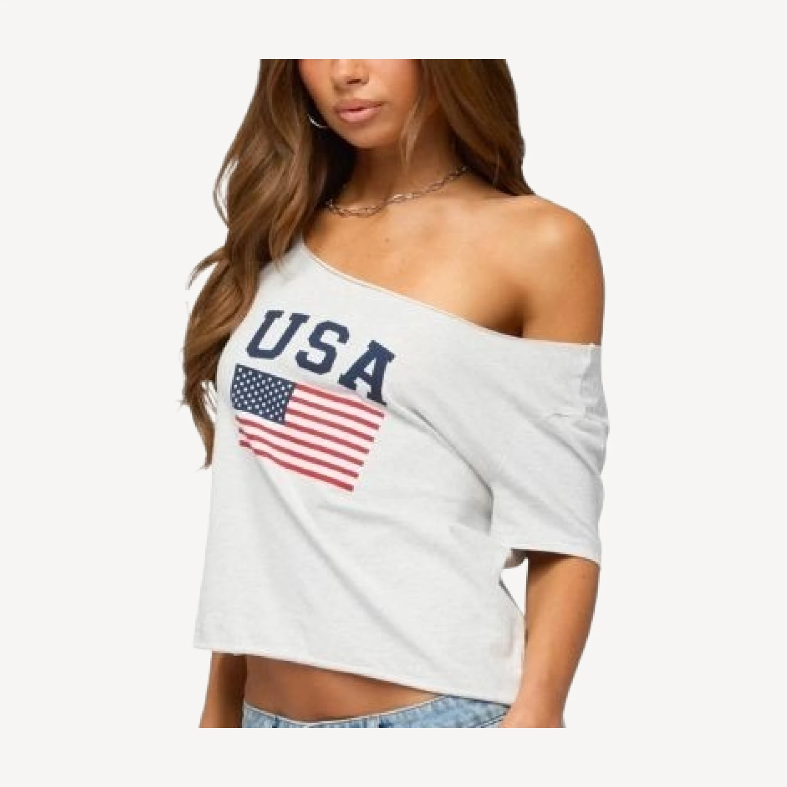Edikted Usa Babe Off Shoulder T Shirt