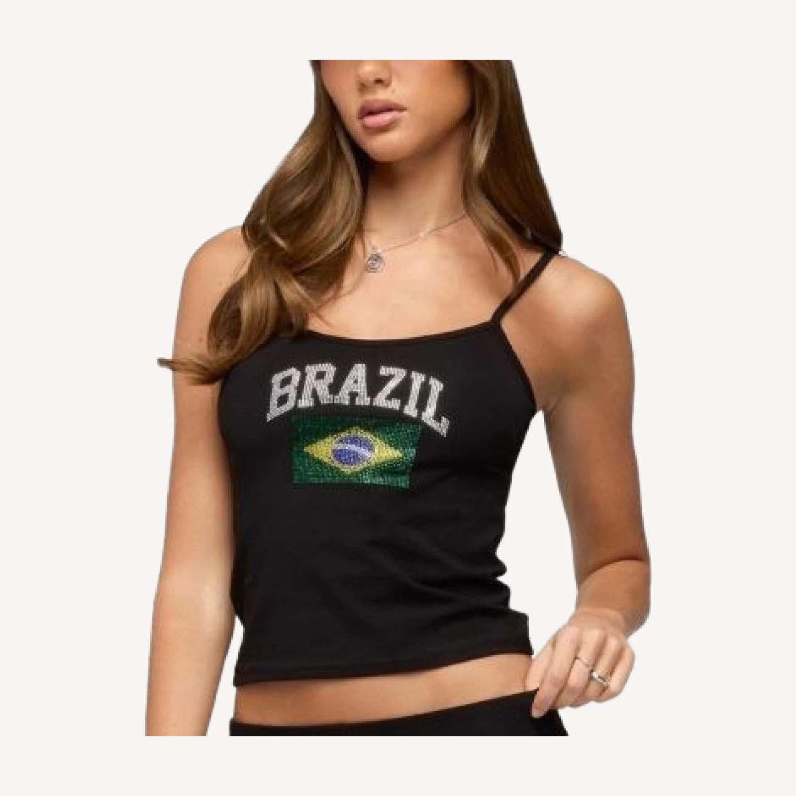Edikted Brazil Rhinestone Tank Top