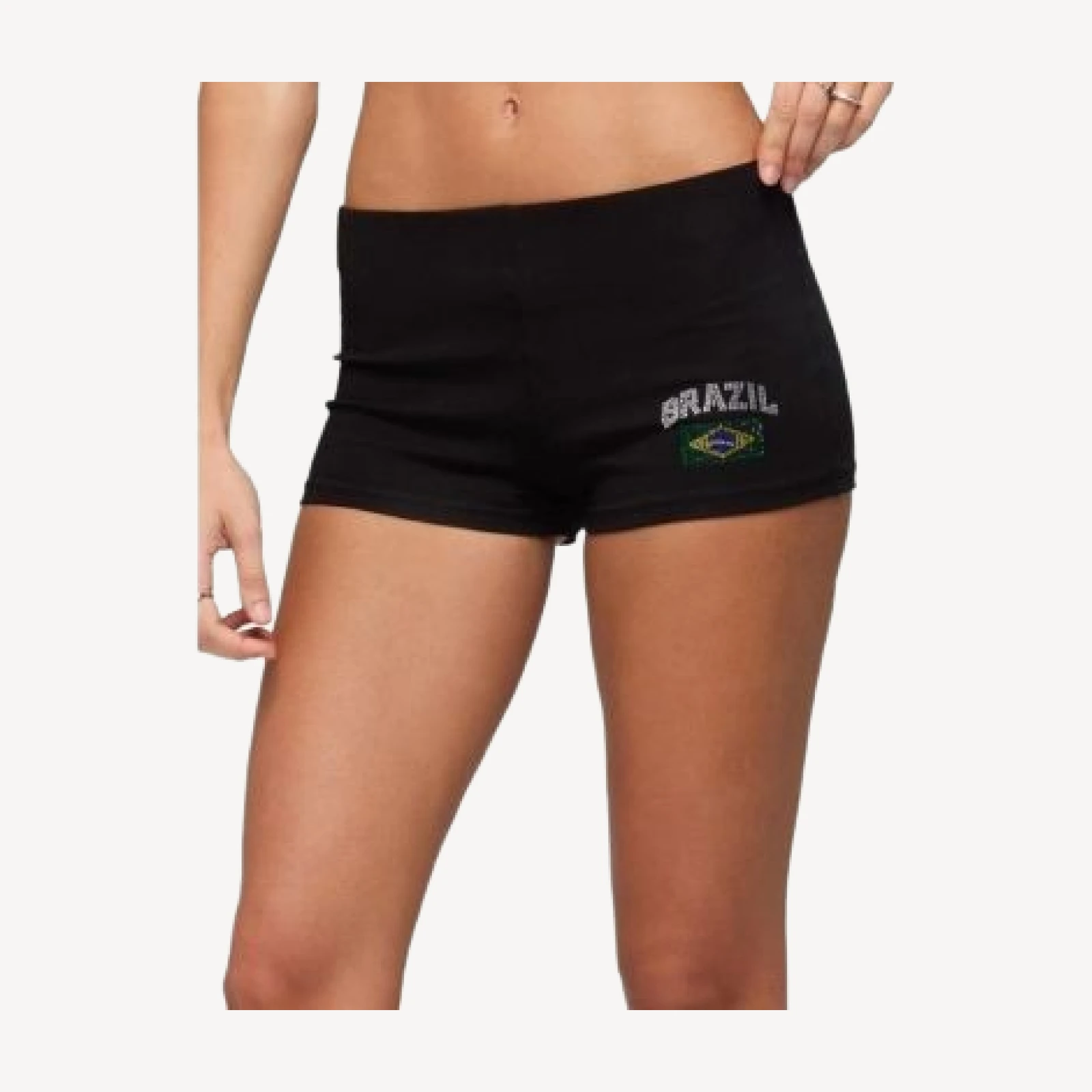Edikted Brazil Rhinestone Low Rise Shorts