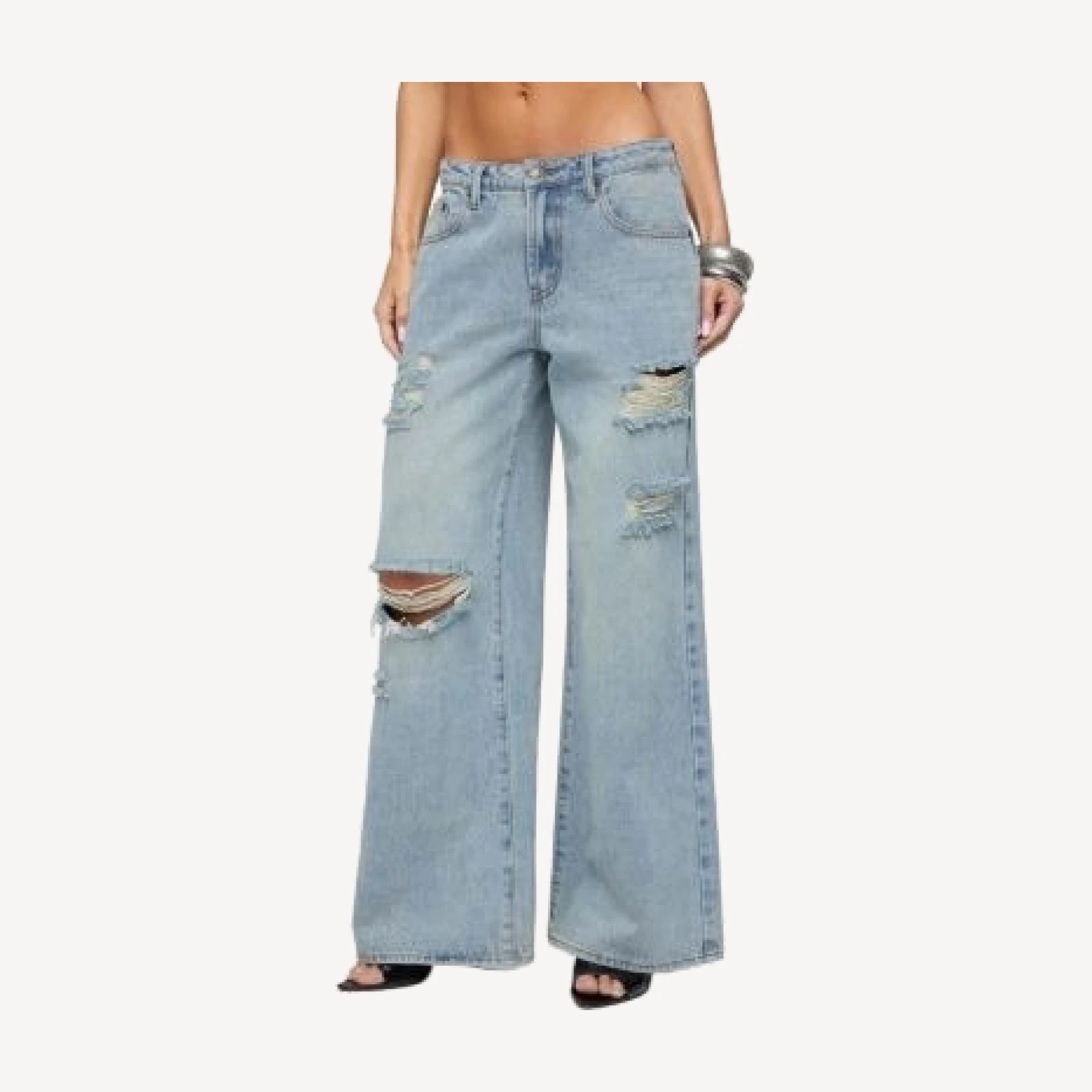 Edikted Ellah Distressed Low Rise Baggy Jeans