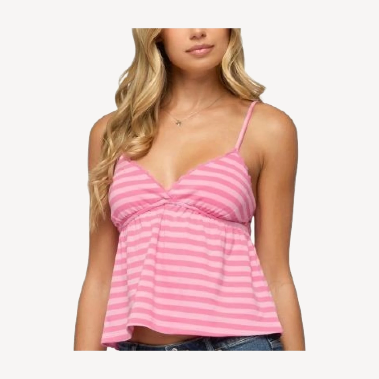Edikted Ilan Striped Babydoll Tank Top