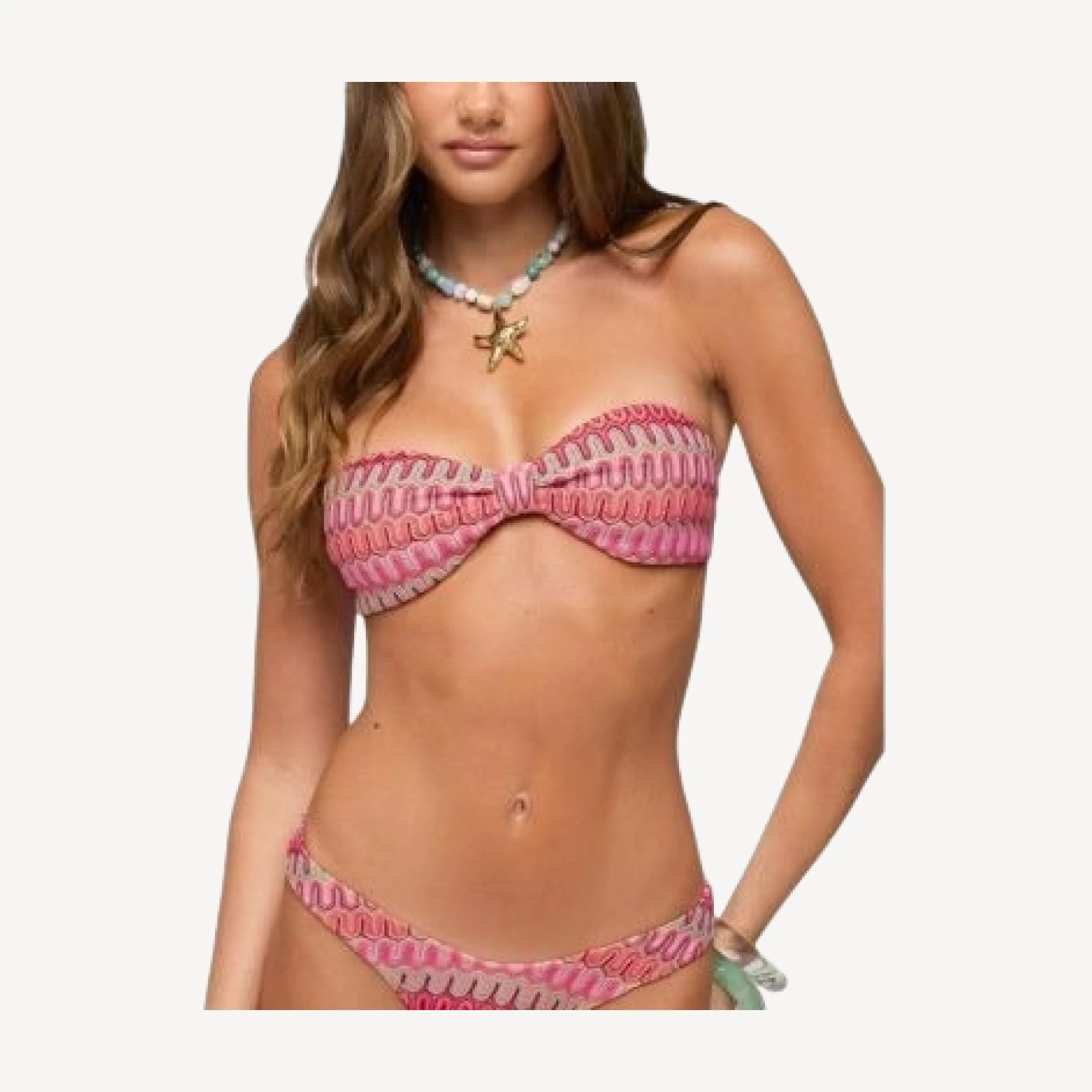 Edikted Livy Zigzag Crochet Bandeau Bikini Top