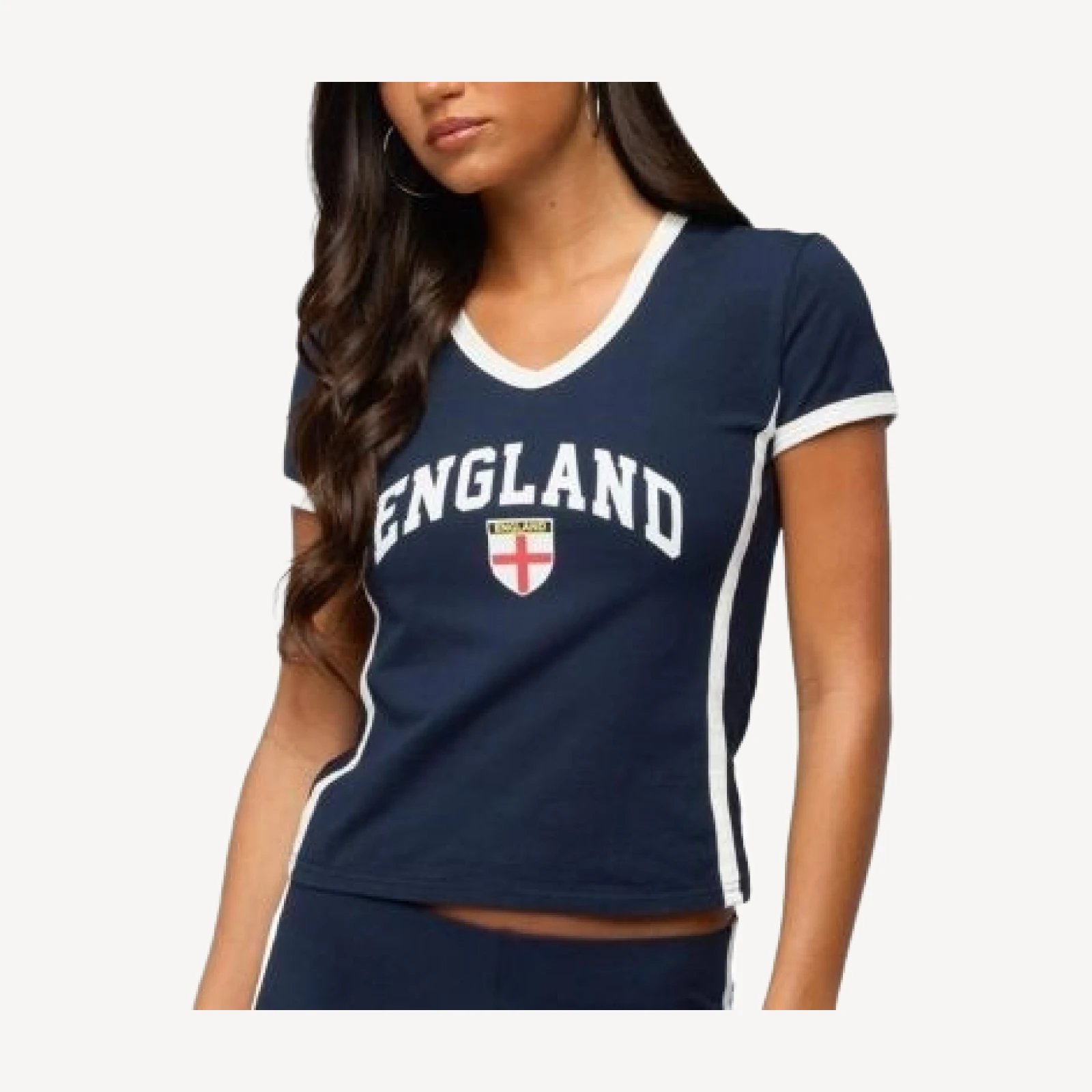 Edikted England Girl V Neck T Shirt