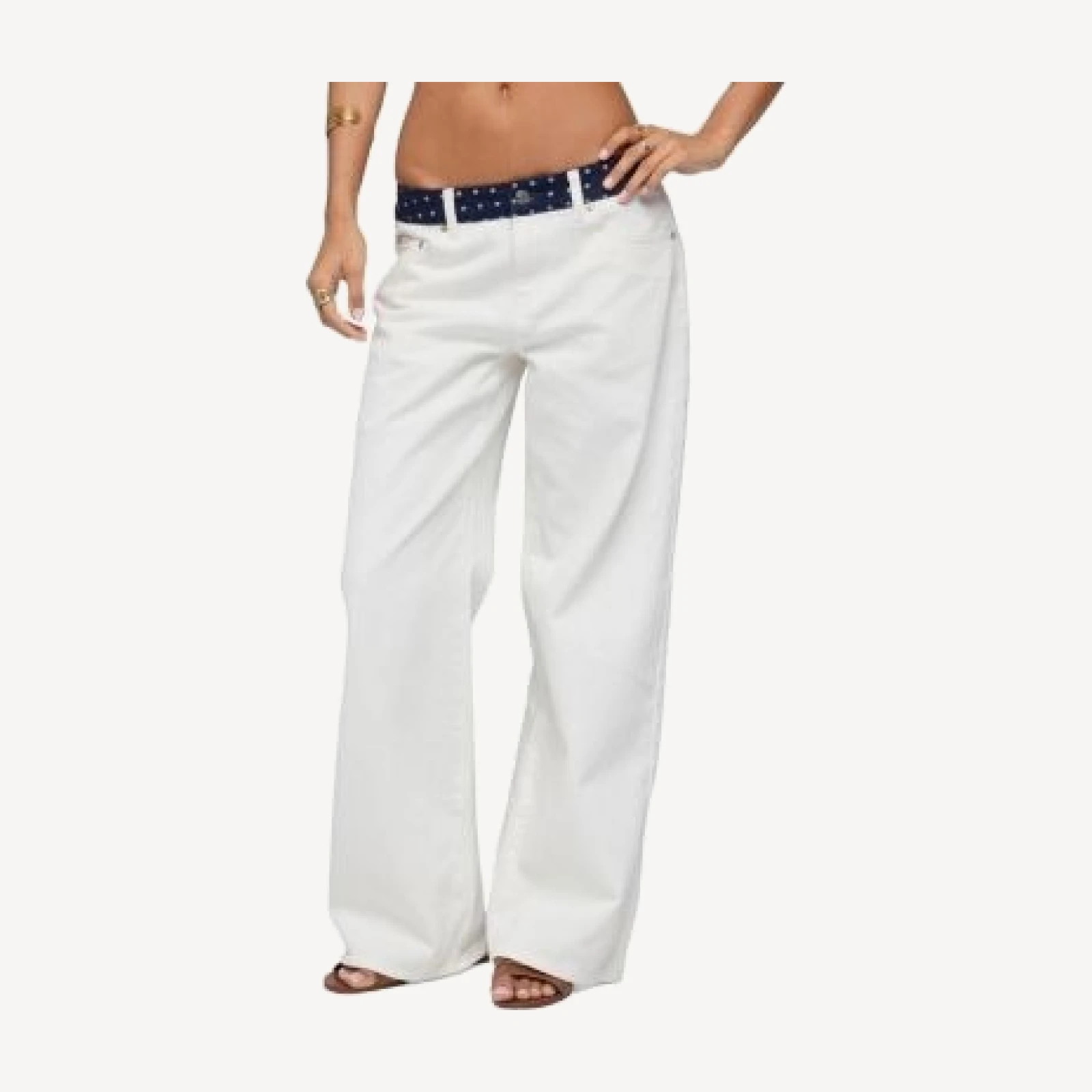 Edikted Polka Dot Waistband Low Rise Baggy Jeans