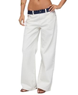 Edikted Polka Dot Waistband Low Rise Baggy Jeans