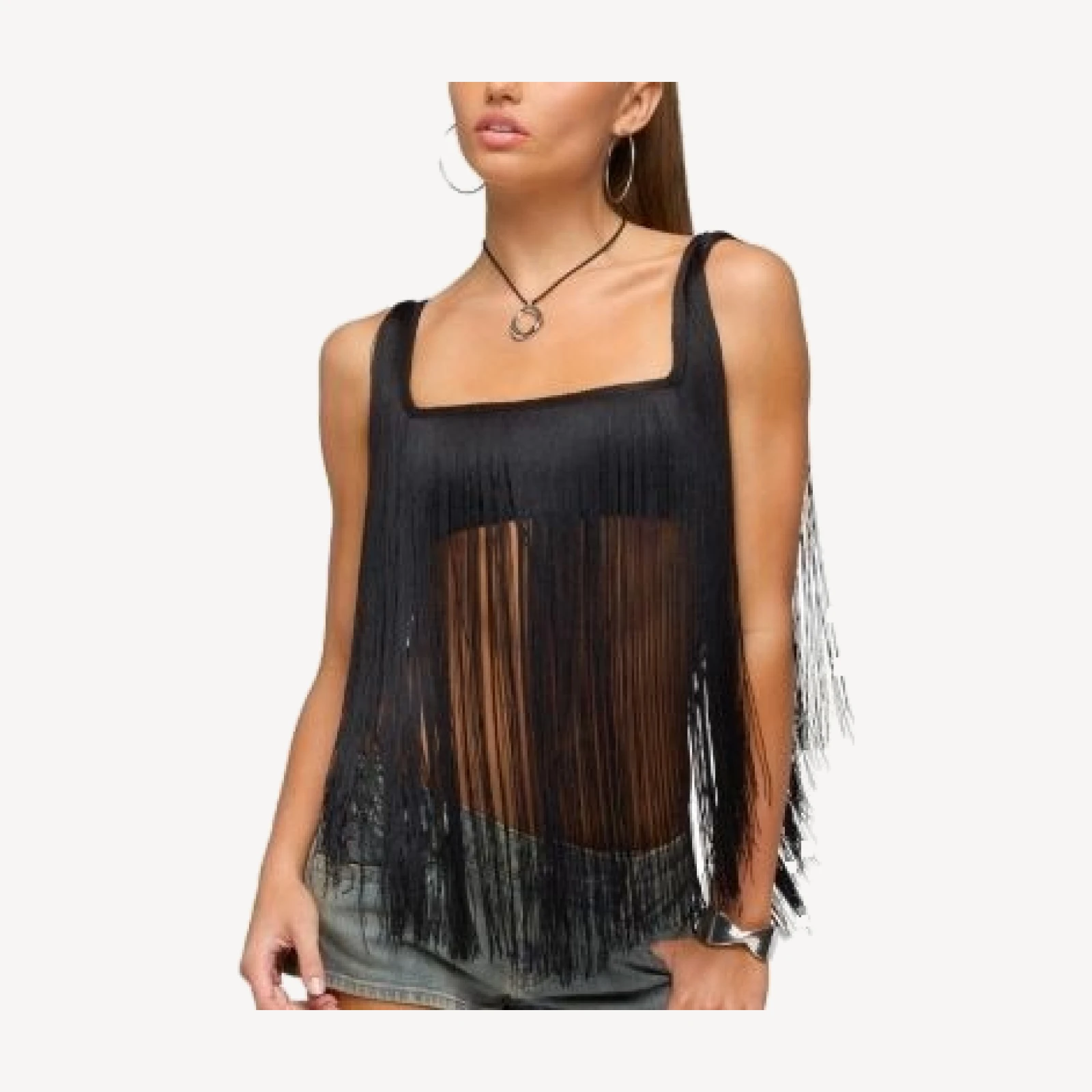 Edikted Eranthe Fringed Crop Top