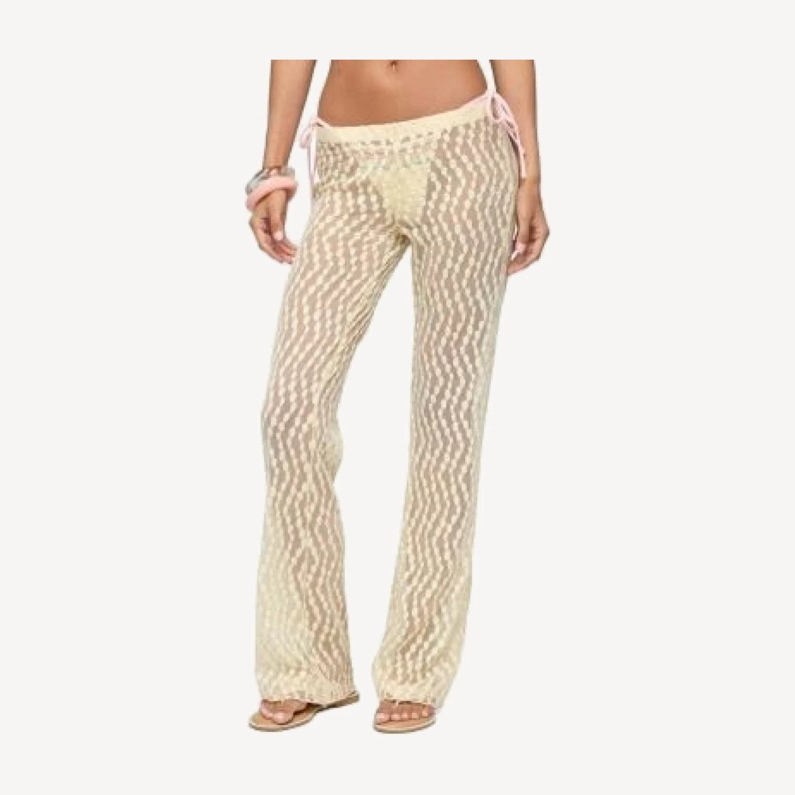 Edikted Liliette Sheer Textured Pants