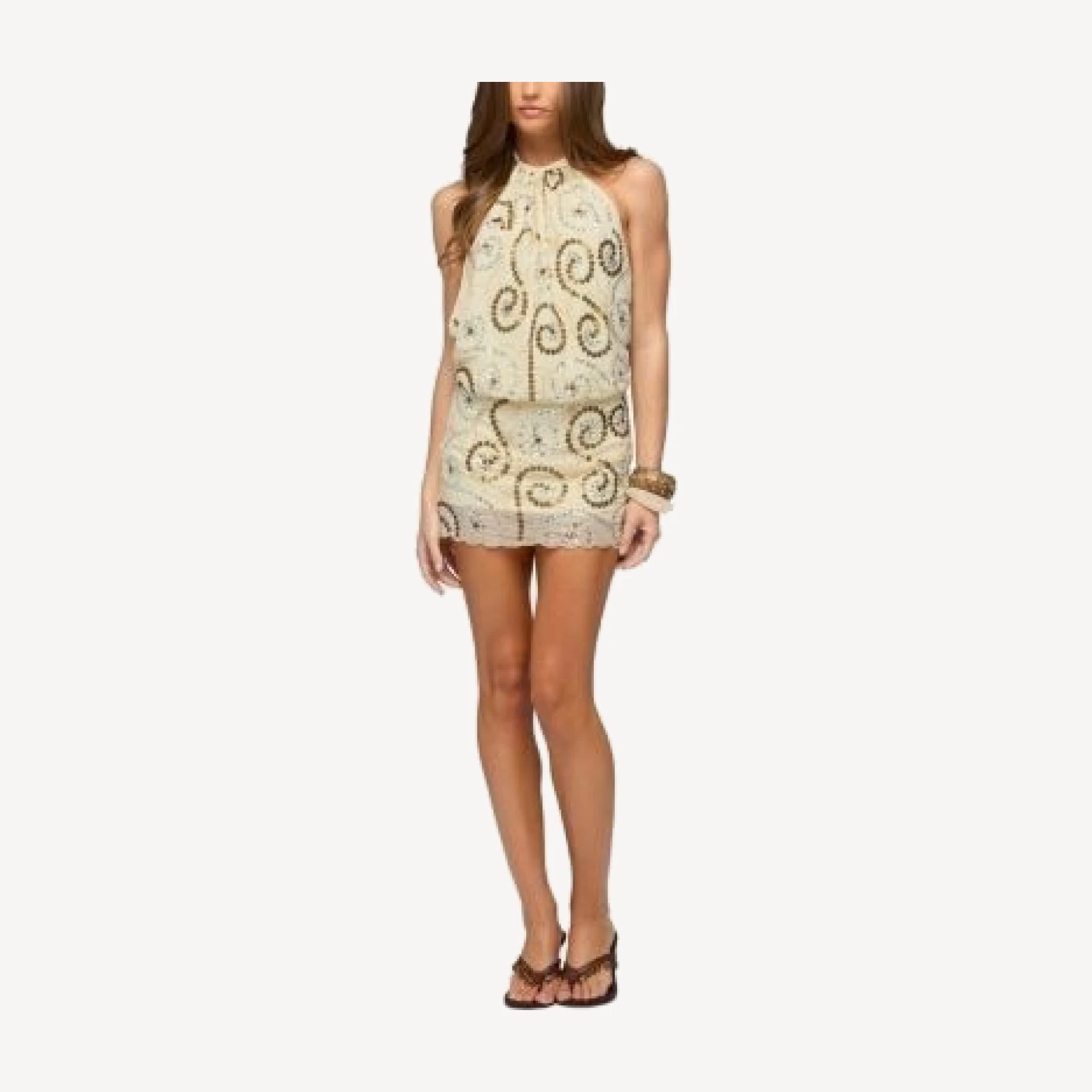 Edikted Areli Bead & Sequin Halter Dress
