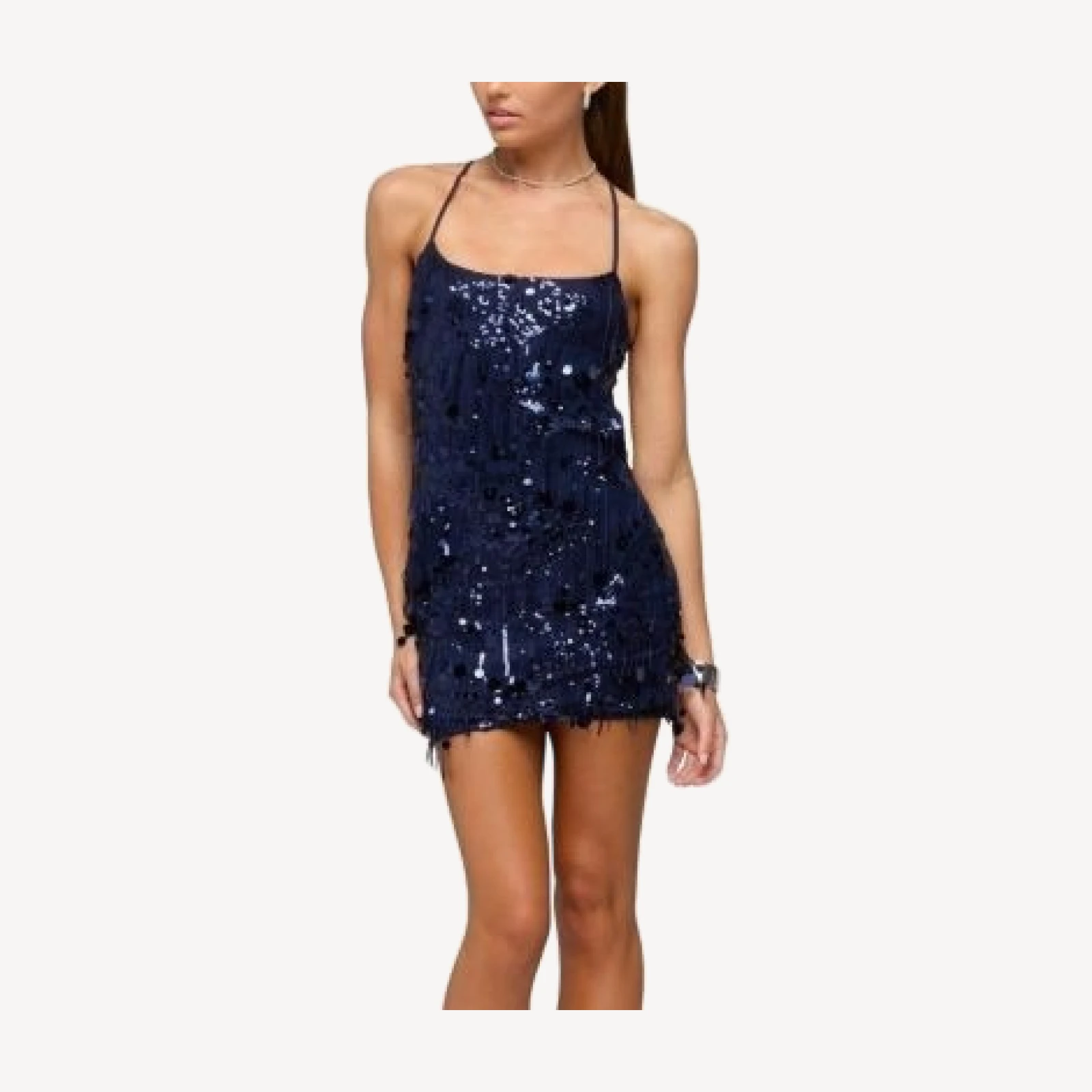 Edikted Nala Backless Sequin Mesh Mini Dress