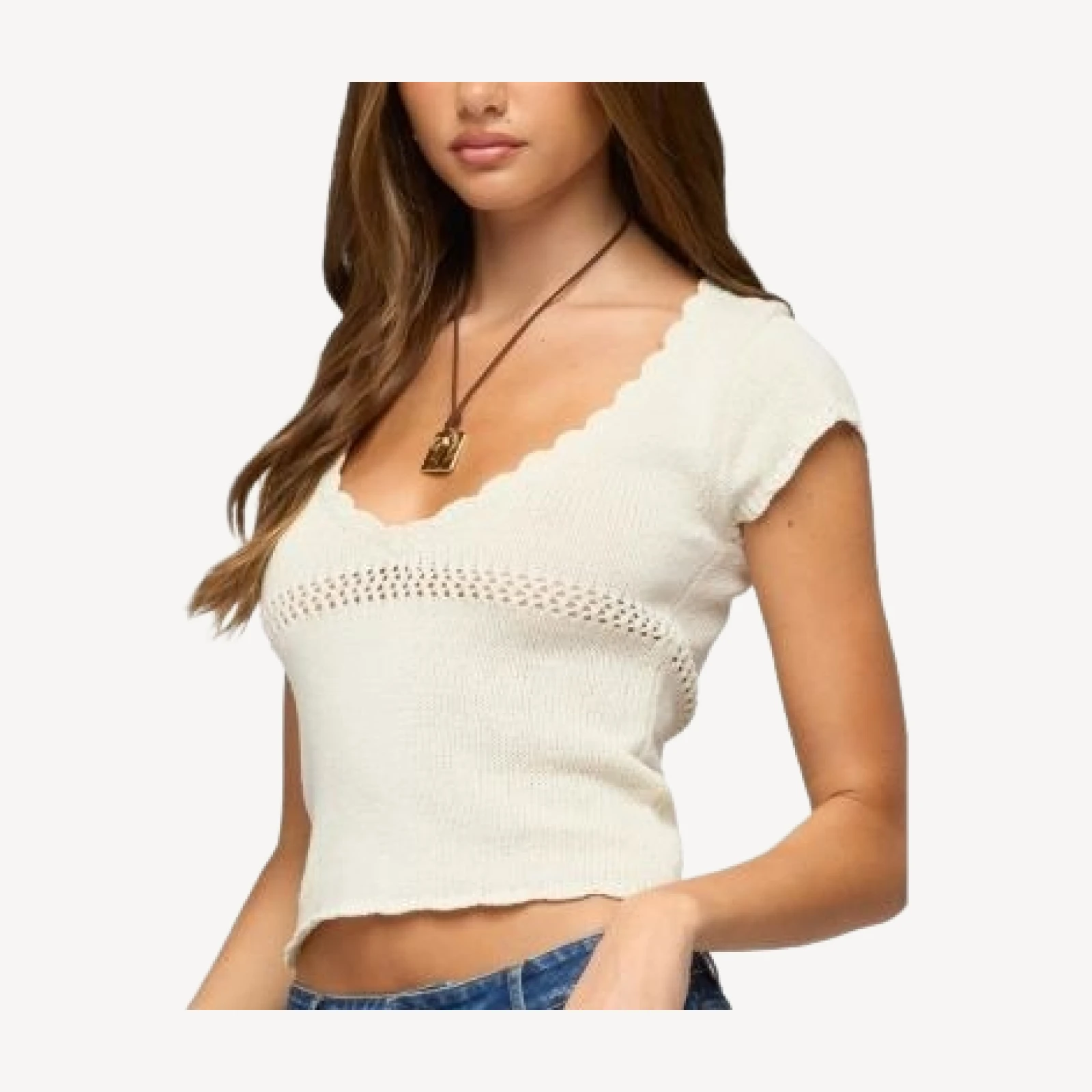 Edikted Caelyn Knit V Neck Top