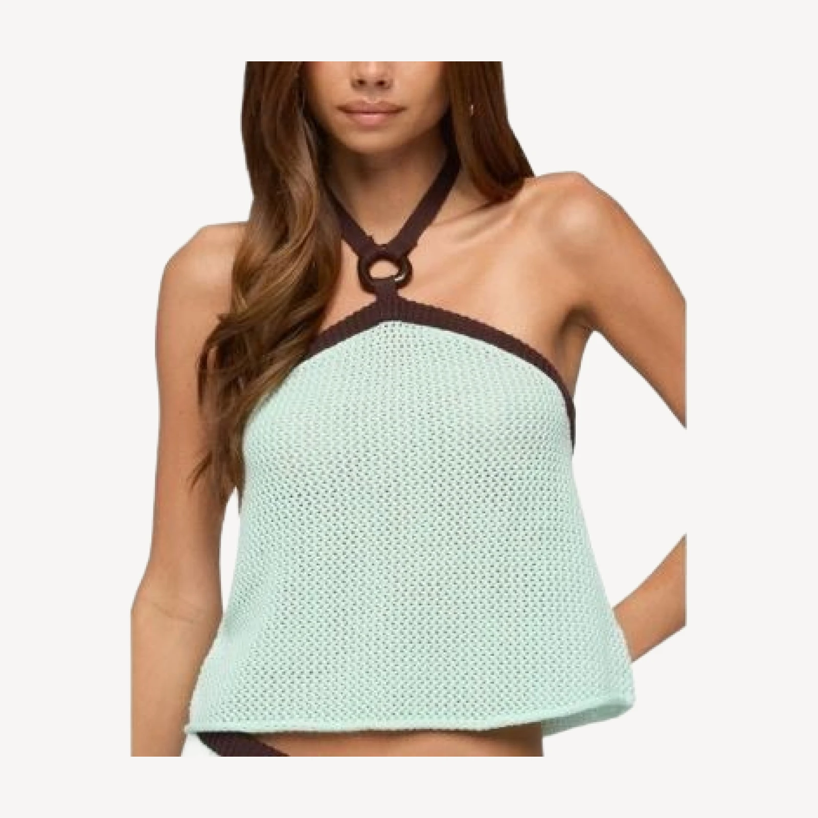 Edikted Loli Ring Contrast Knit Halter Top
