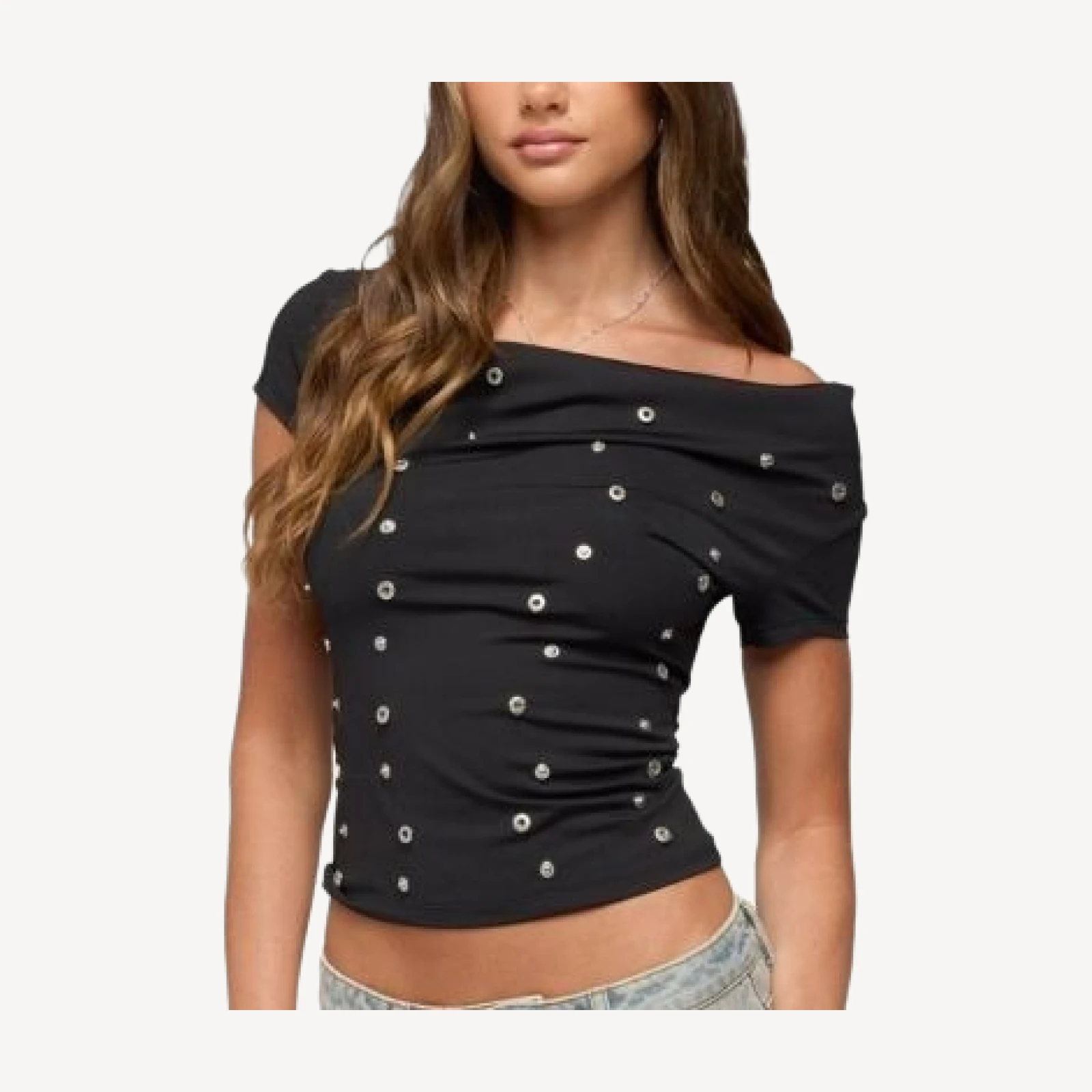 Edikted Bijou Metal Snap Cowl Neck Top