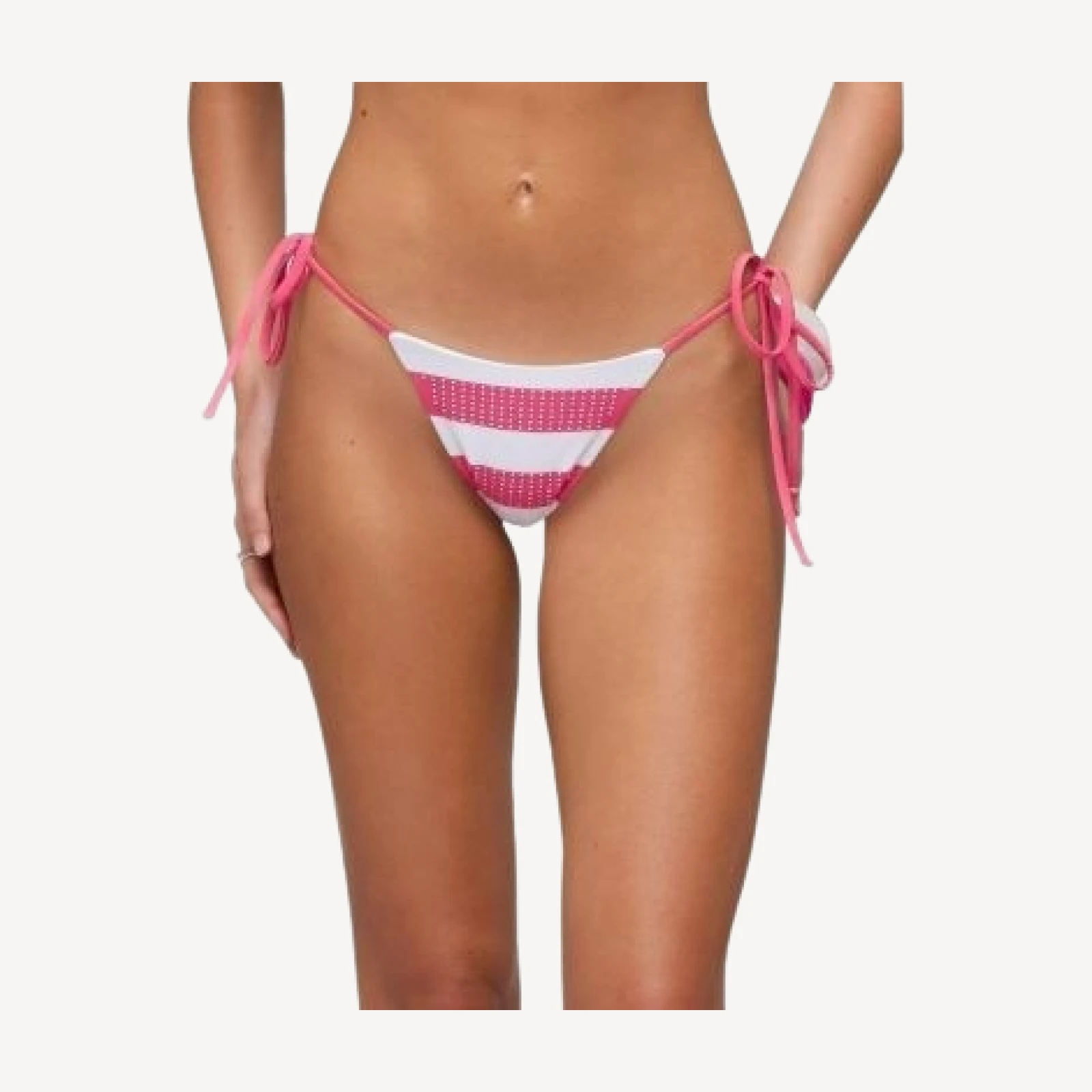 Edikted Bellie Rhinestone Striped Bikini Bottom