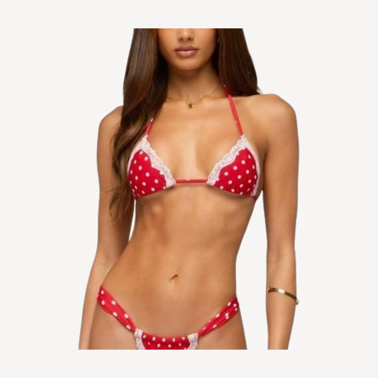 Edikted Bina Lacey Polka Dot Bikini Top