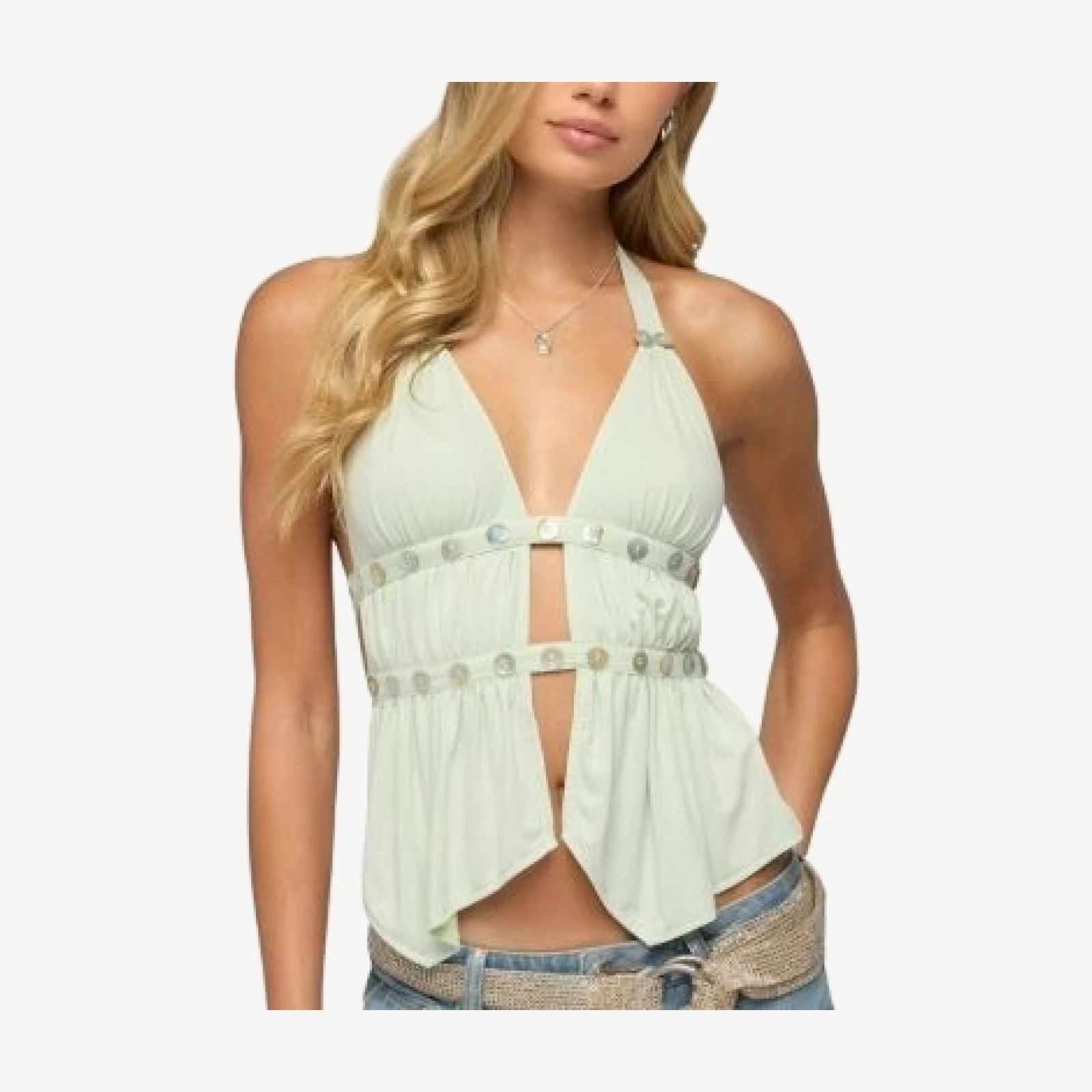 Edikted Izora Button Split Front Top