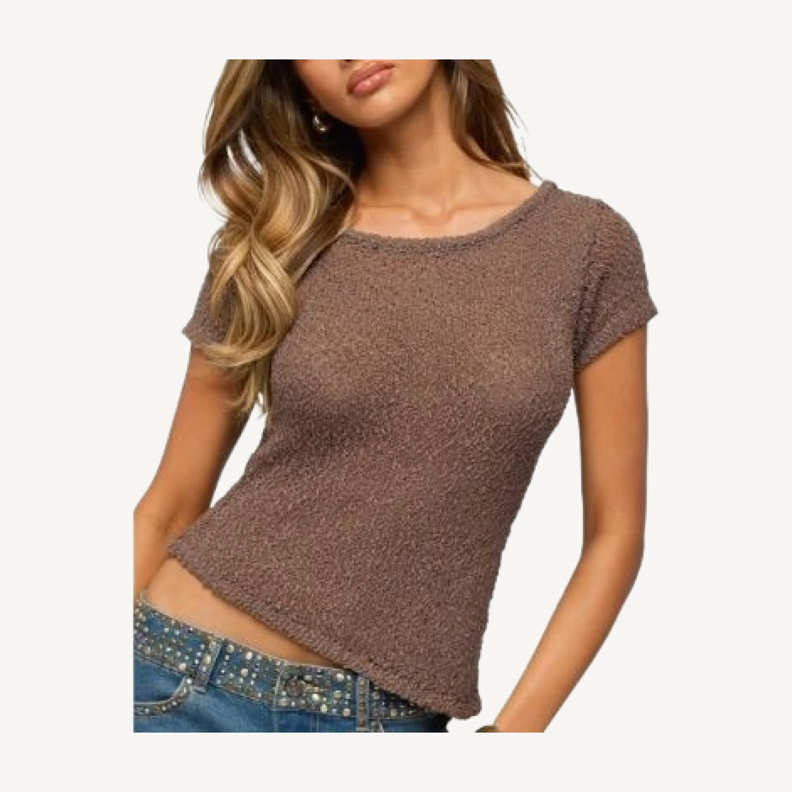 Edikted Sesi Asymmetric Textured Knit Top