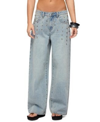 Edikted Oaklee Studded Low Rise Baggy Jeans