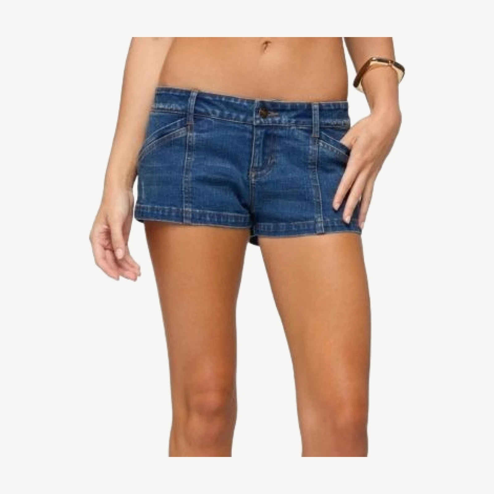 Edikted Mclaine Stitched Low Rise Denim Shorts