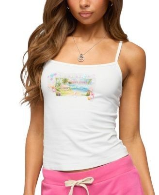 Edikted Beach Postcard Sequin Tank Top