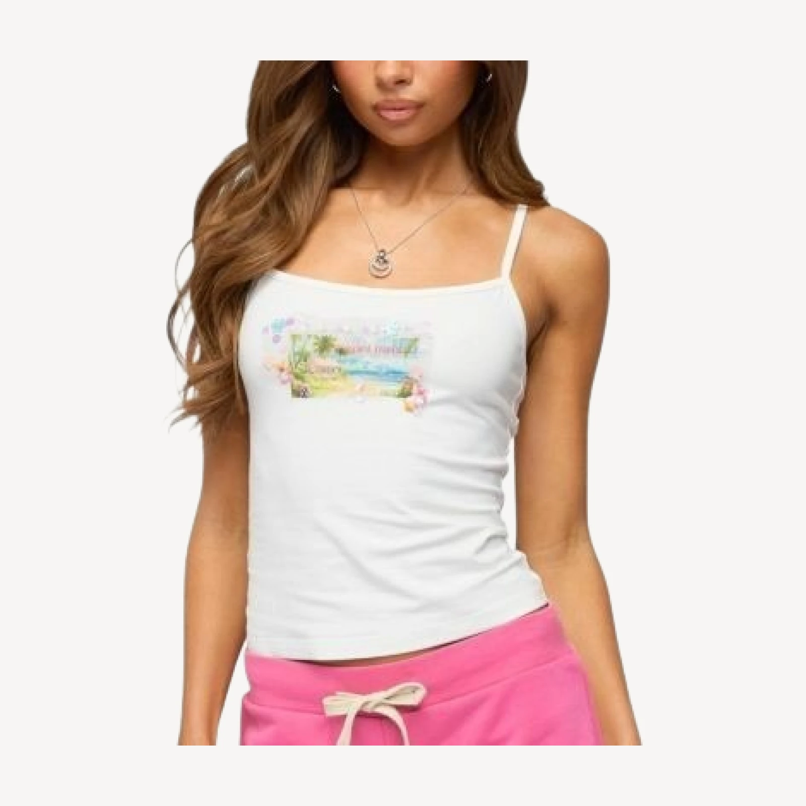 Edikted Beach Postcard Sequin Tank Top