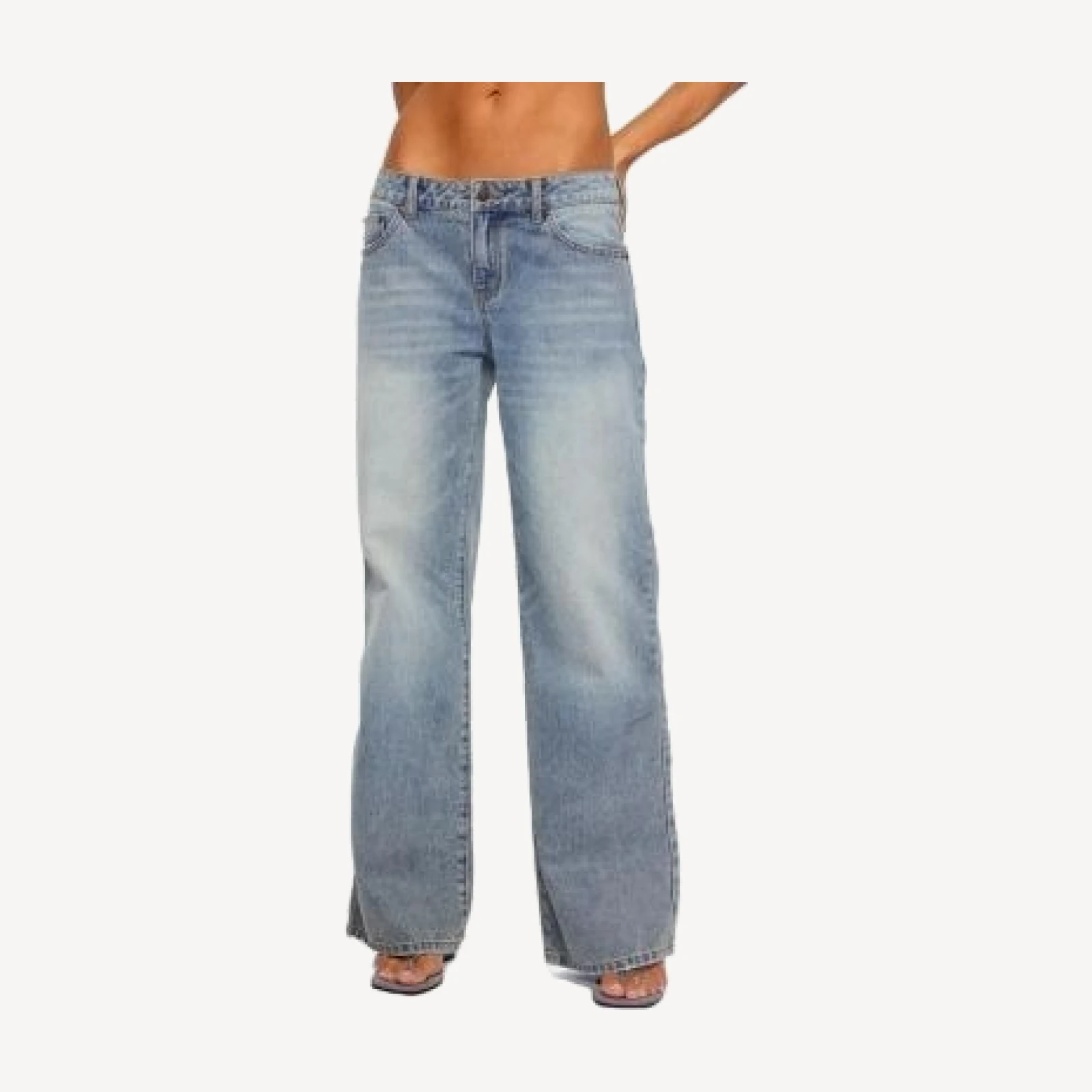 Edikted Raelynn Washed Low Rise Light Rinse Wash Jeans