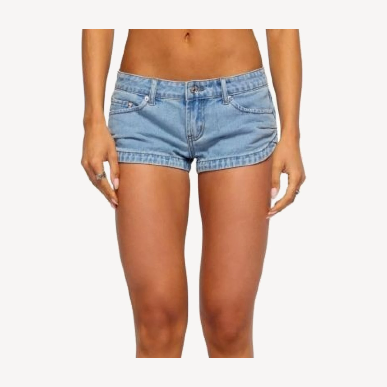 Edikted Pleated Low Rise Denim Micro Shorts