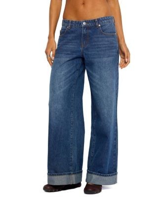 Edikted Gatz Cuffed Low Rise Wide Leg Jeans