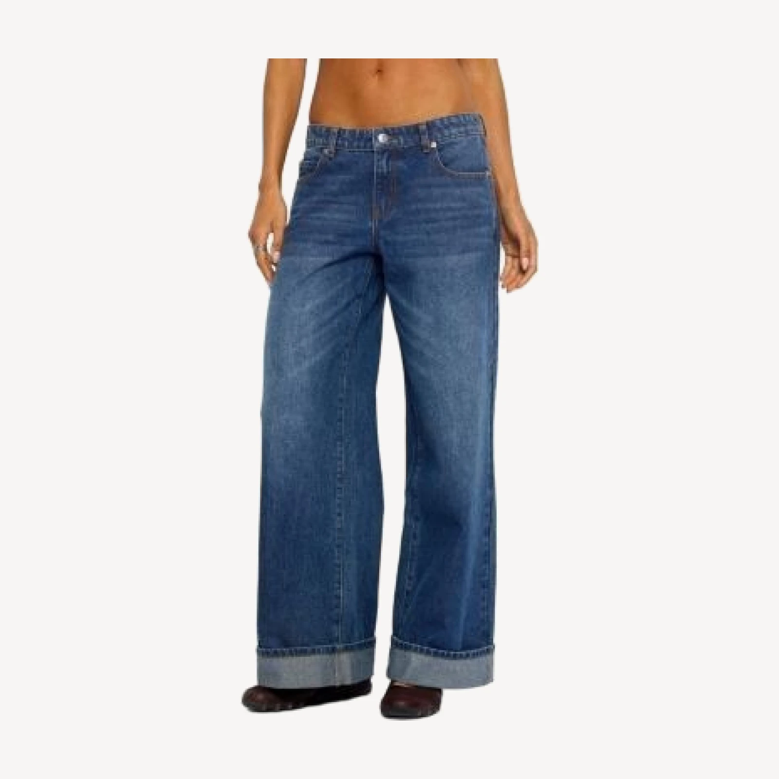 Edikted Gatz Cuffed Low Rise Wide Leg Jeans