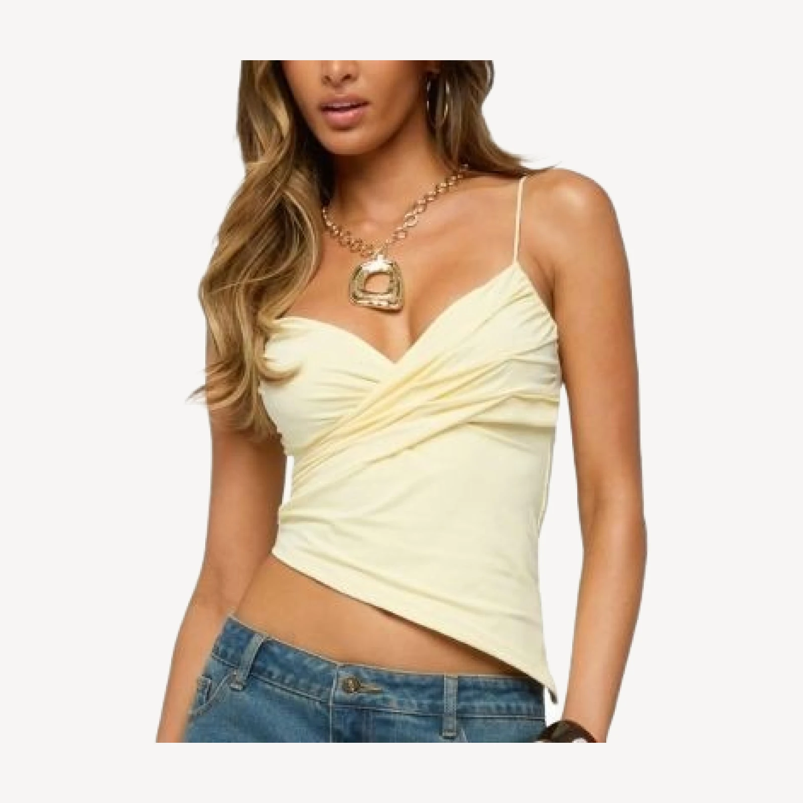 Edikted Nealie Gathered Asymmetric Wrap Top